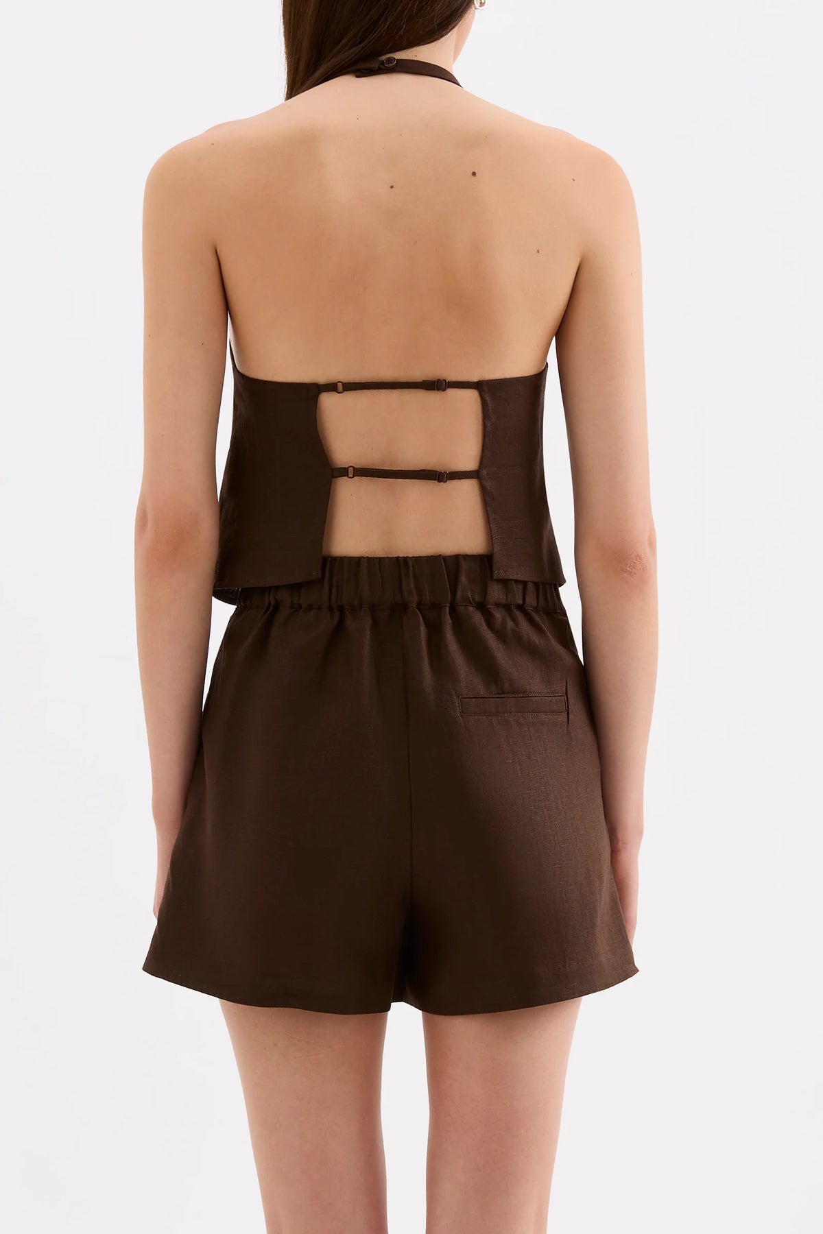 Nude Lucy Riya Linen Top - Chocolate