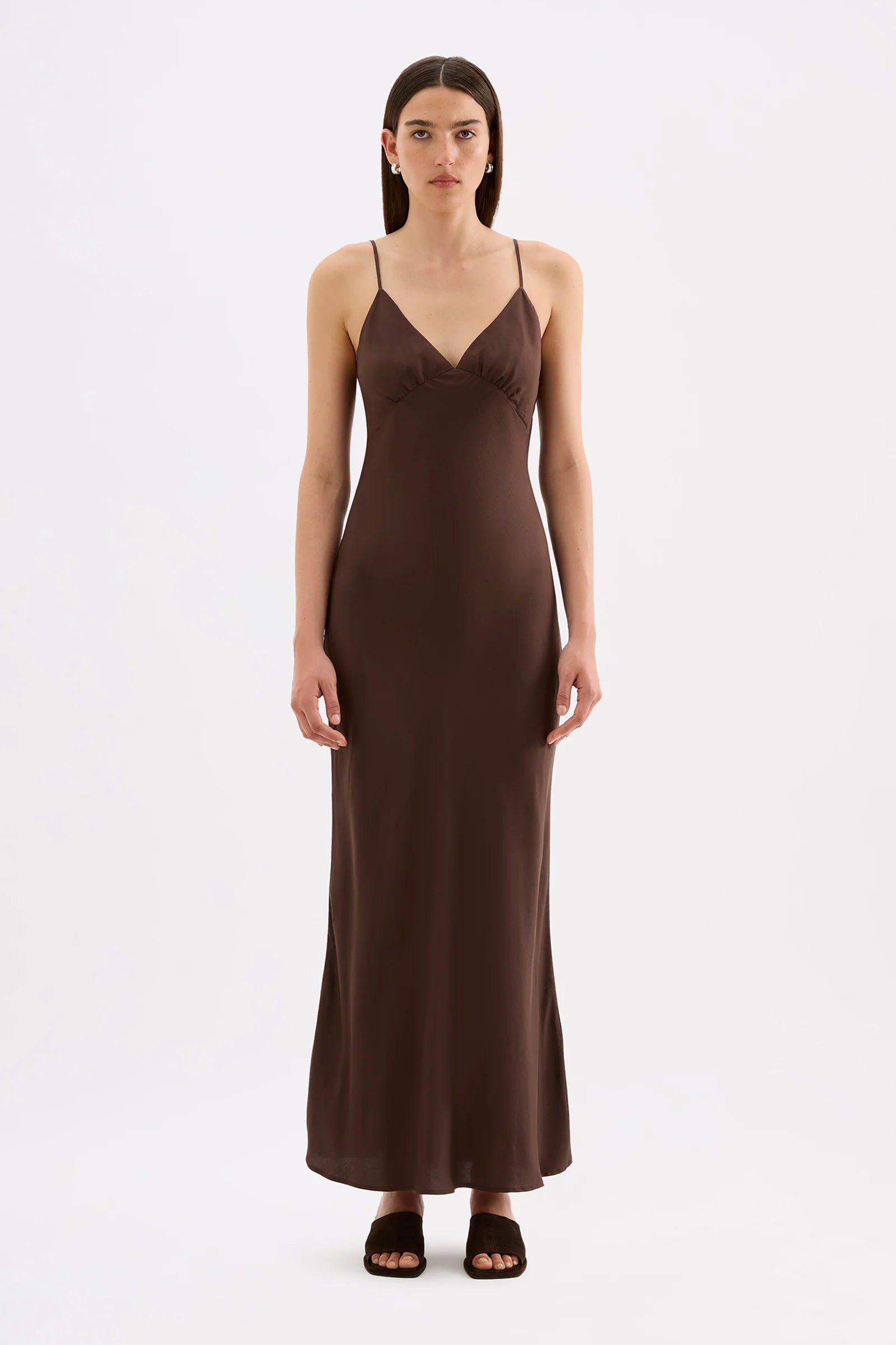 Nude Lucy Tilly Tencel Slip Dress - Chocolate