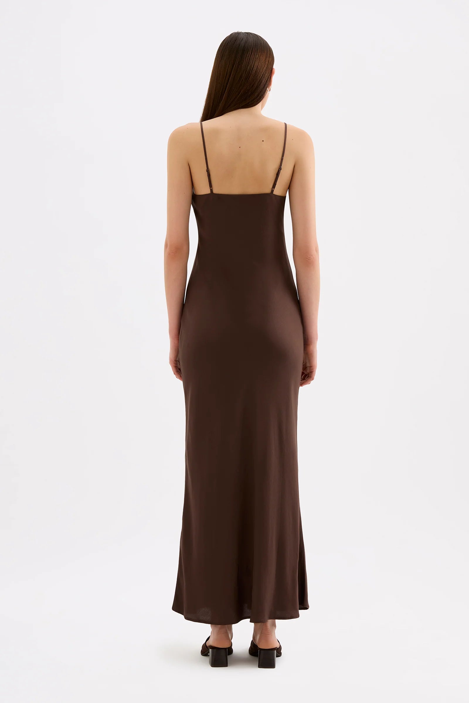 Nude Lucy Tilly Tencel Slip Dress - Chocolate
