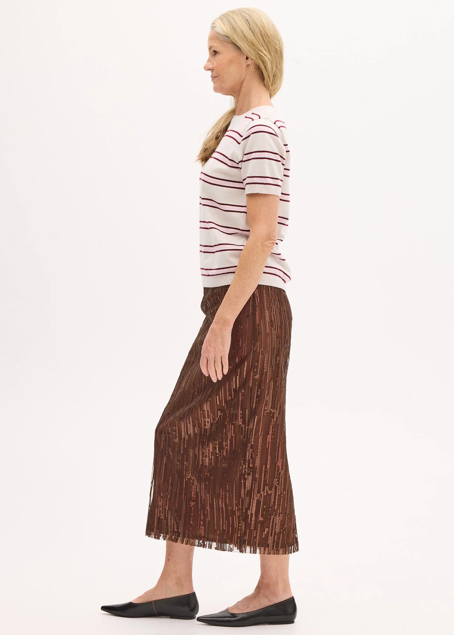 POL Rowan Stripe Tee - Chalk/Cherry/Blush