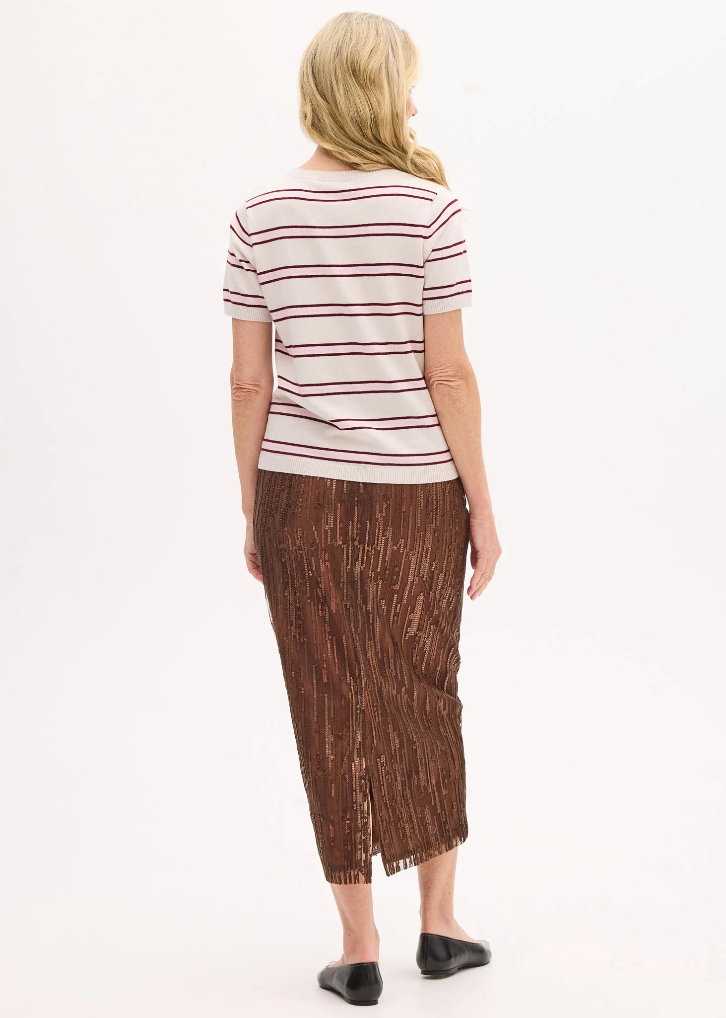POL Rowan Stripe Tee - Chalk/Cherry/Blush