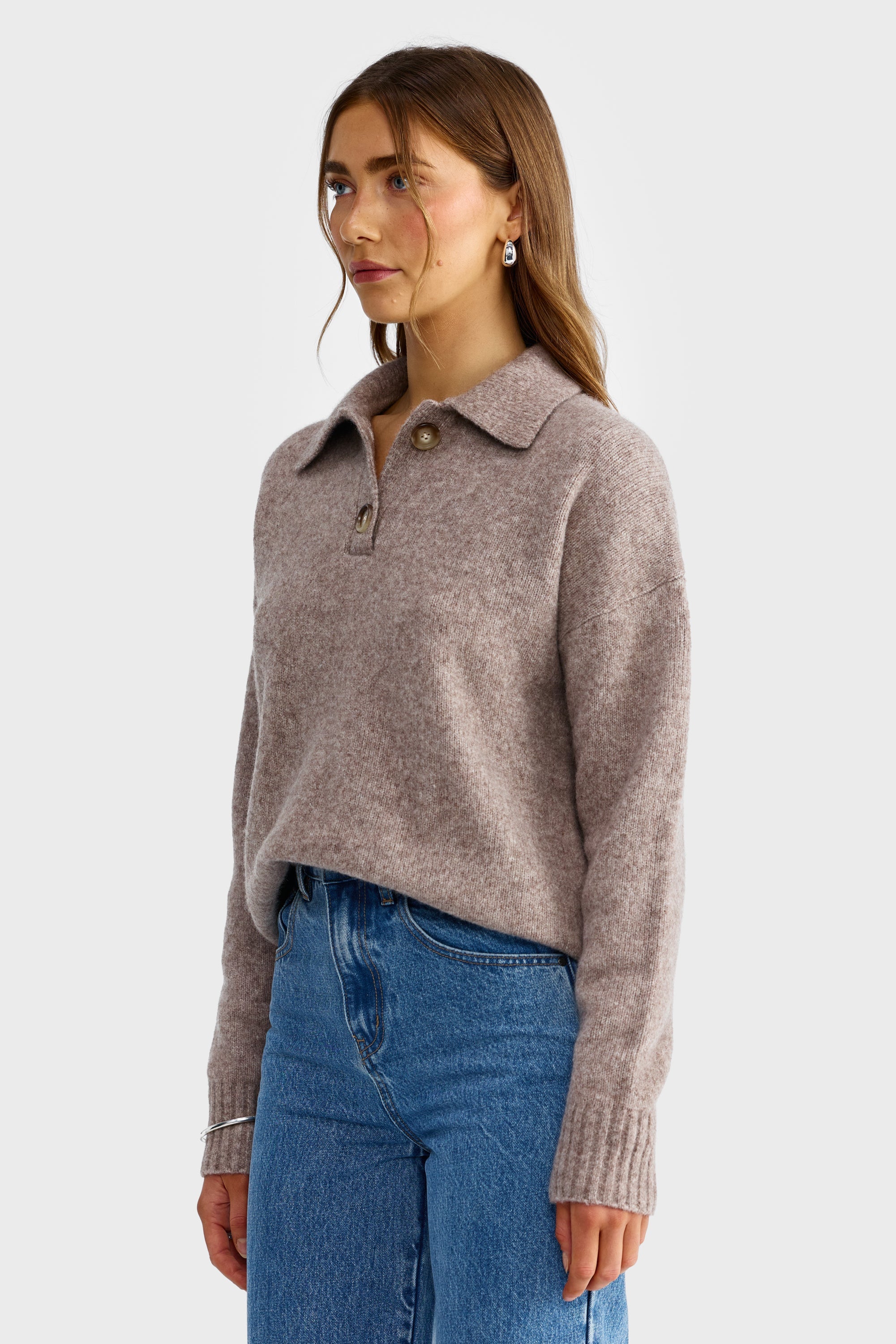 ORTC Ariel Knit Polo Sweater - Oat