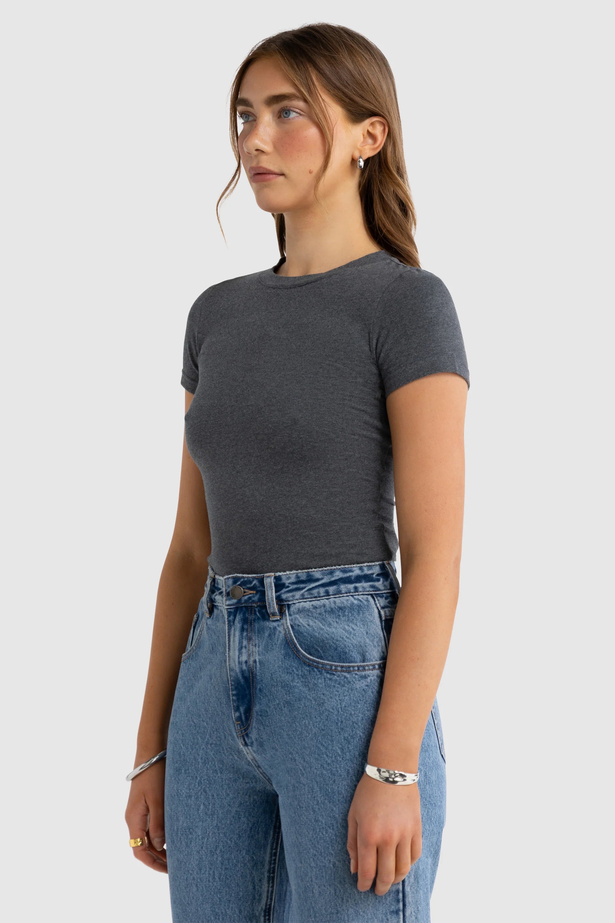 ORTC Evie Fitted T Shirt - Charcoal Marle