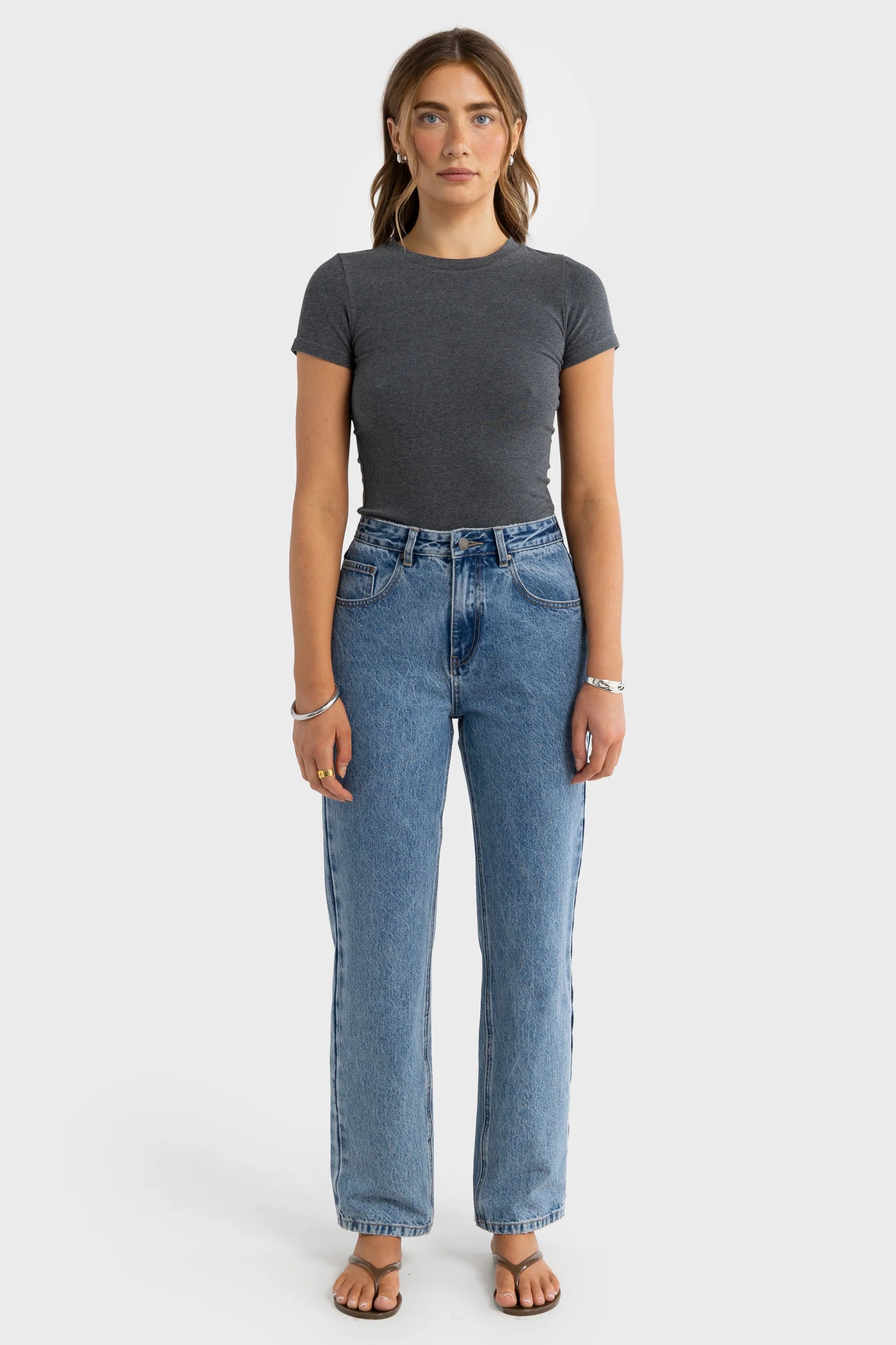 ORTC Evie Fitted T Shirt - Charcoal Marle