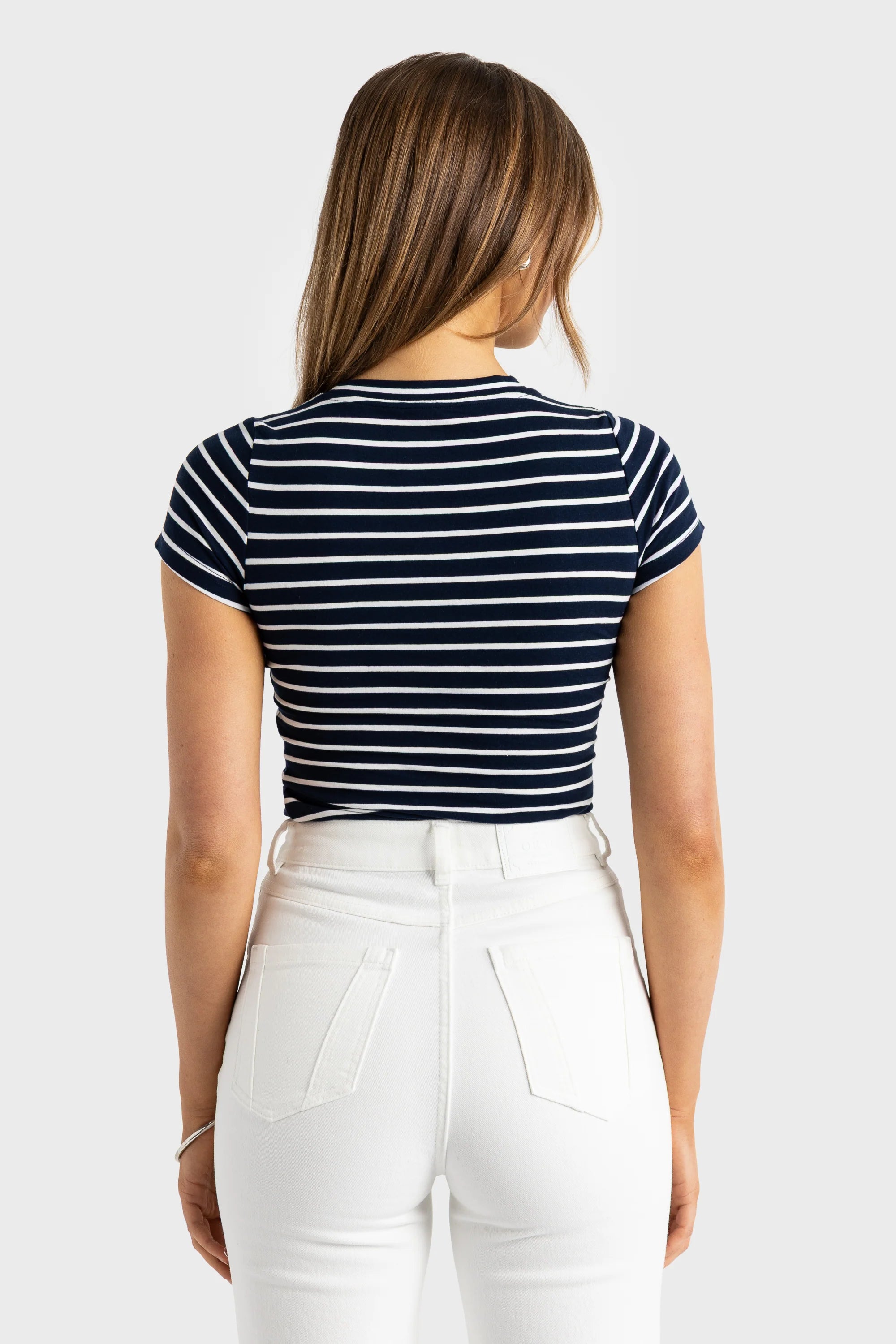 ORTC Evie Fitted T Shirt - Navy and White Stripe