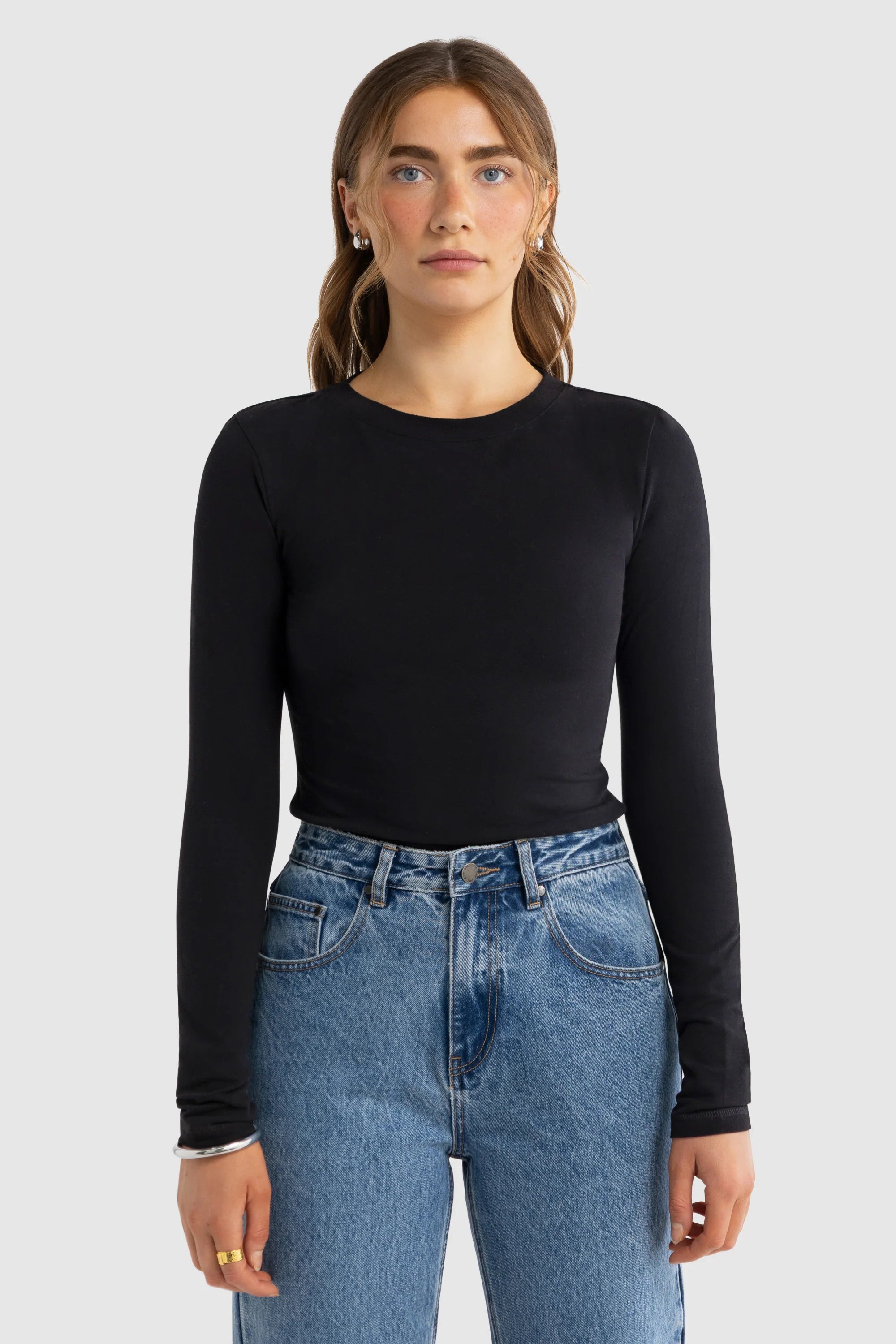 ORTC Evie Long Sleeve Fitted Top - Black