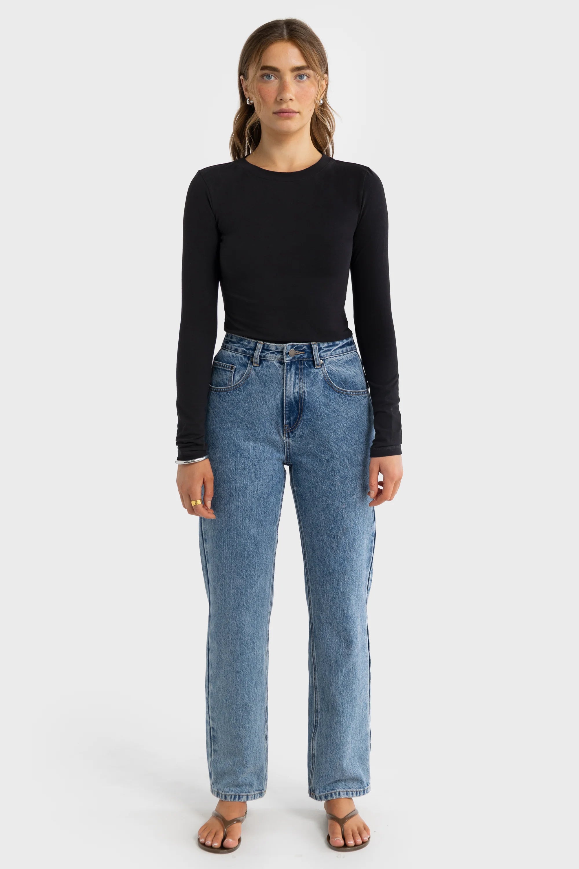 ORTC Evie Long Sleeve Fitted Top - Black