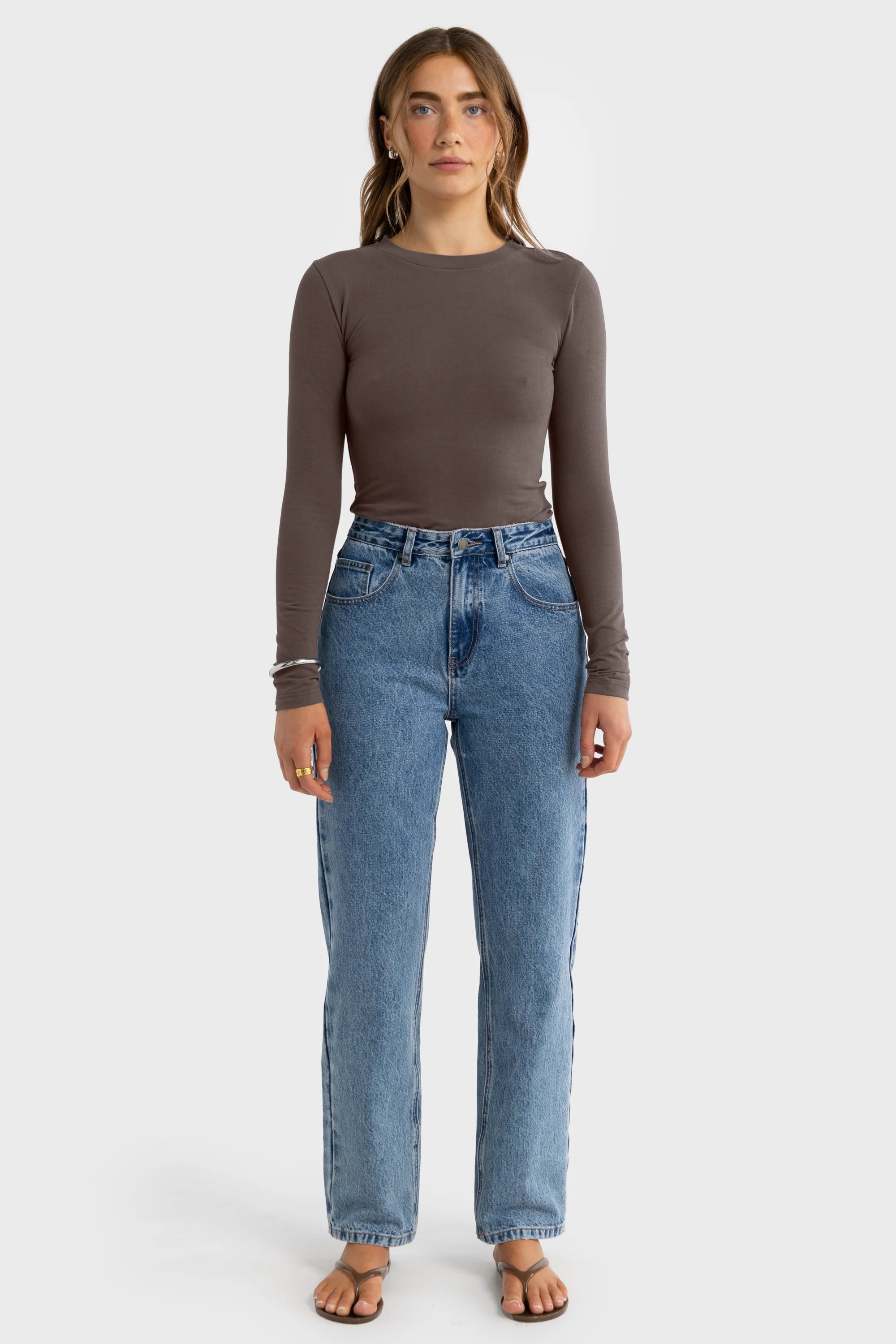 ORTC Evie Long Sleeve Fitted Top - Espresso