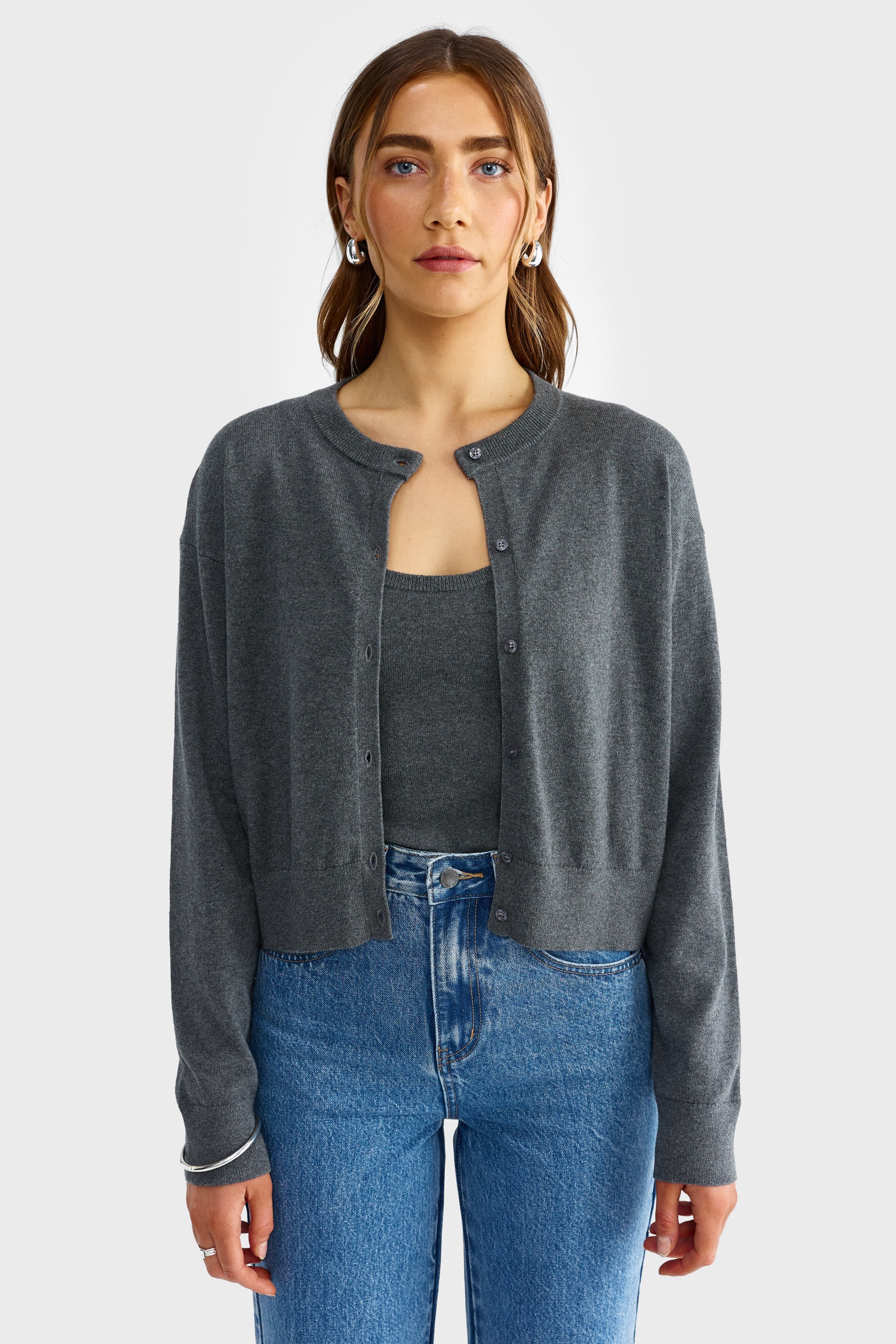 ORTC Kingston Knit Cardigan - Charcoal Marle