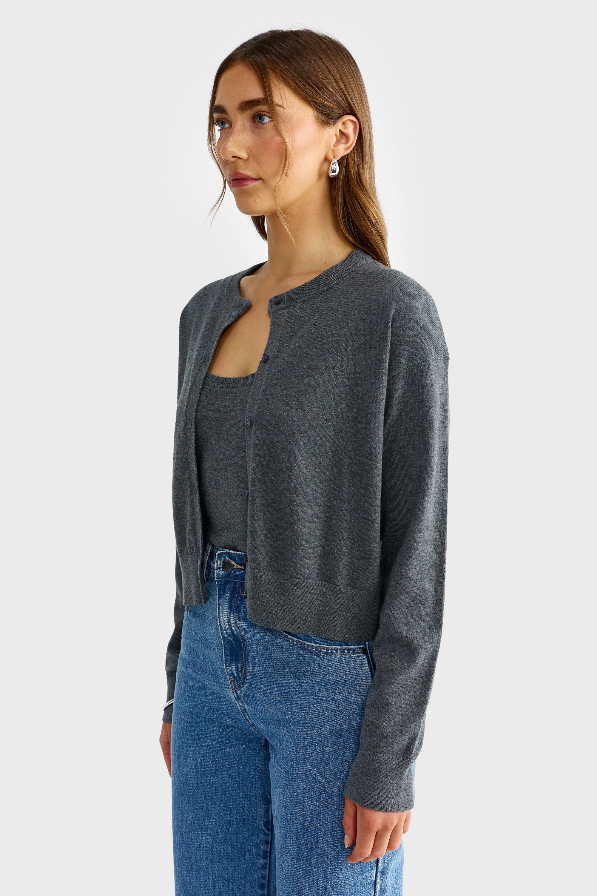 ORTC Kingston Knit Cardigan - Charcoal Marle