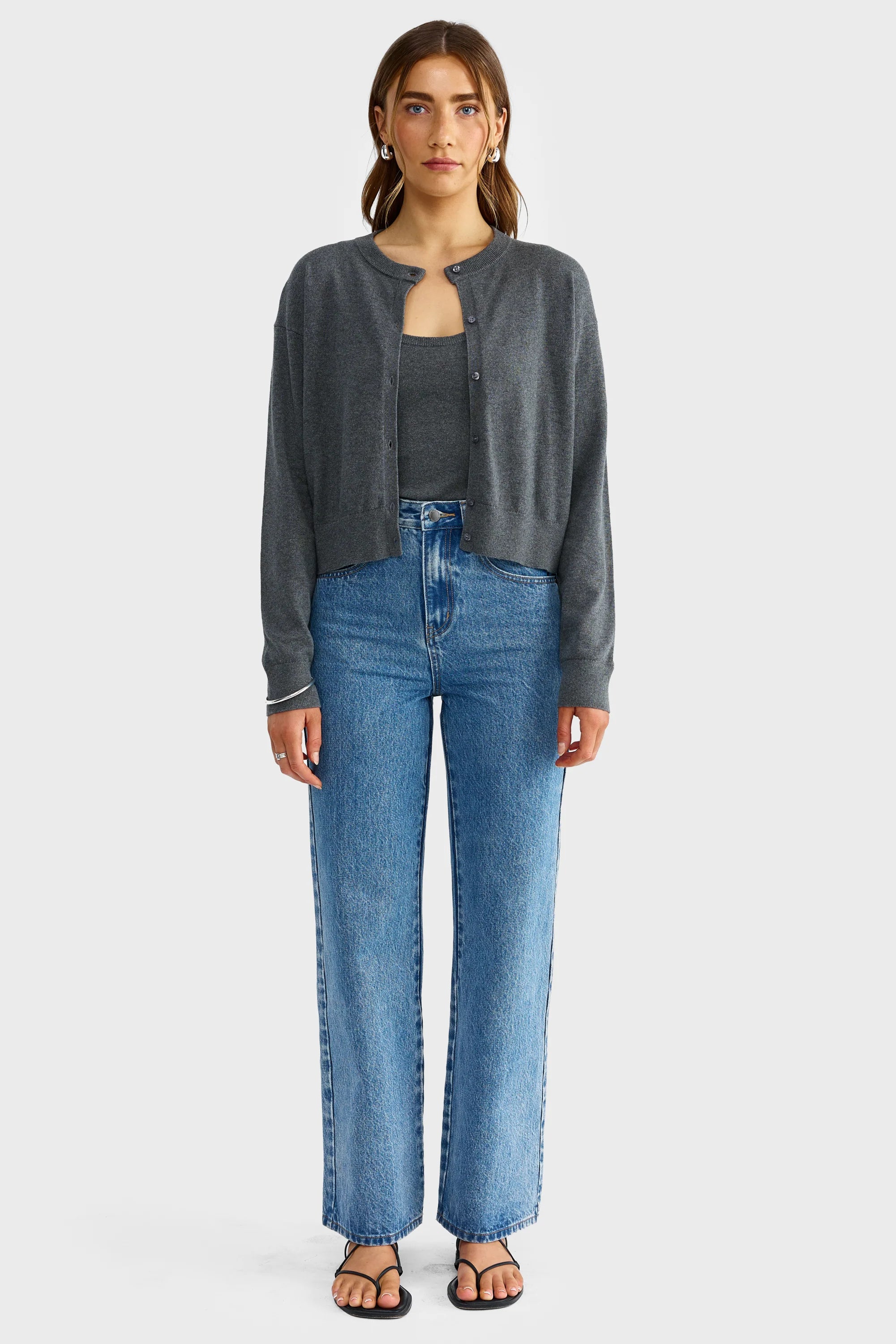 ORTC Kingston Knit Cardigan - Charcoal Marle