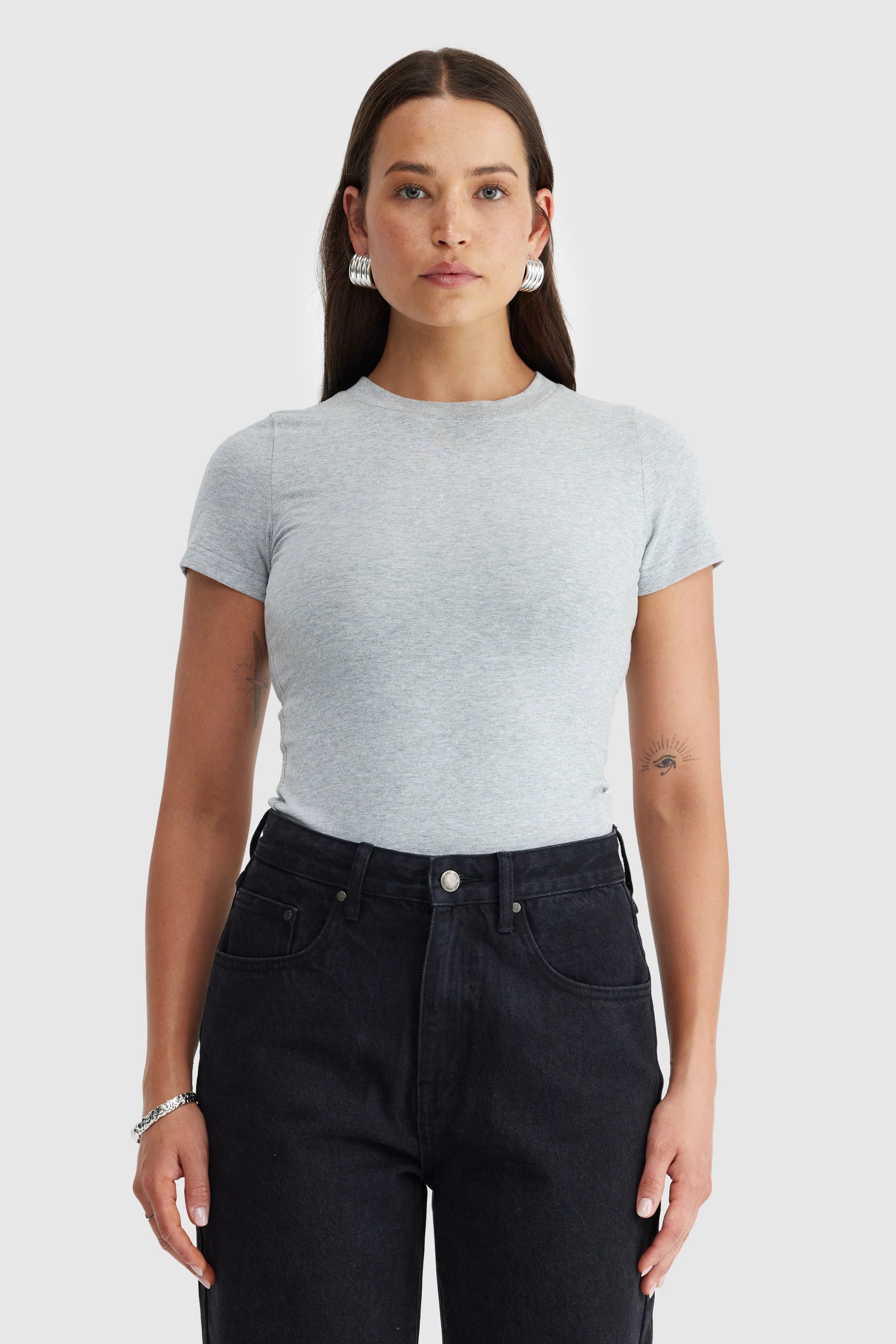 ORTC Evie Fitted T Shirt - Grey Marle