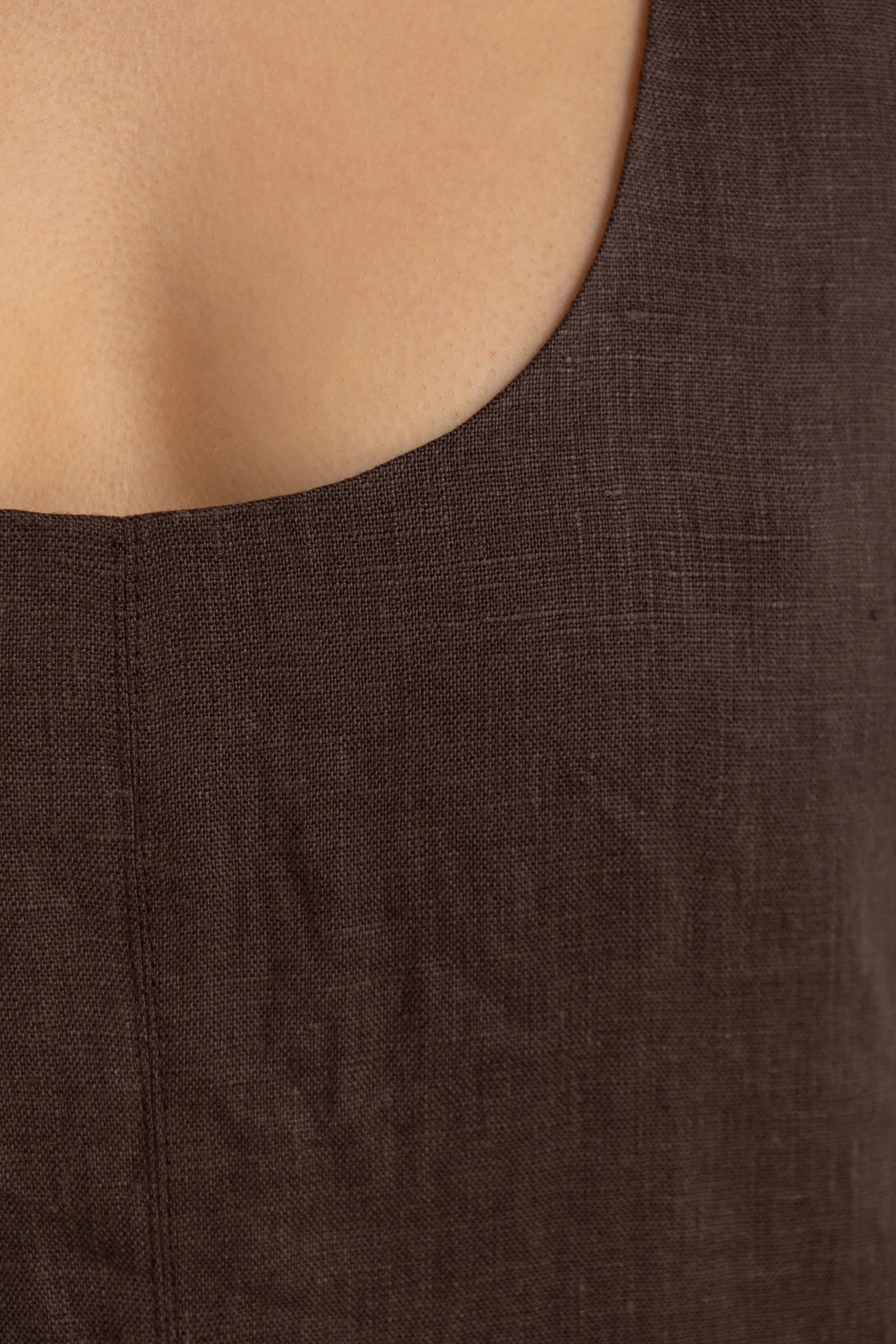 ORTC Nora Linen Midi Dress - Carob