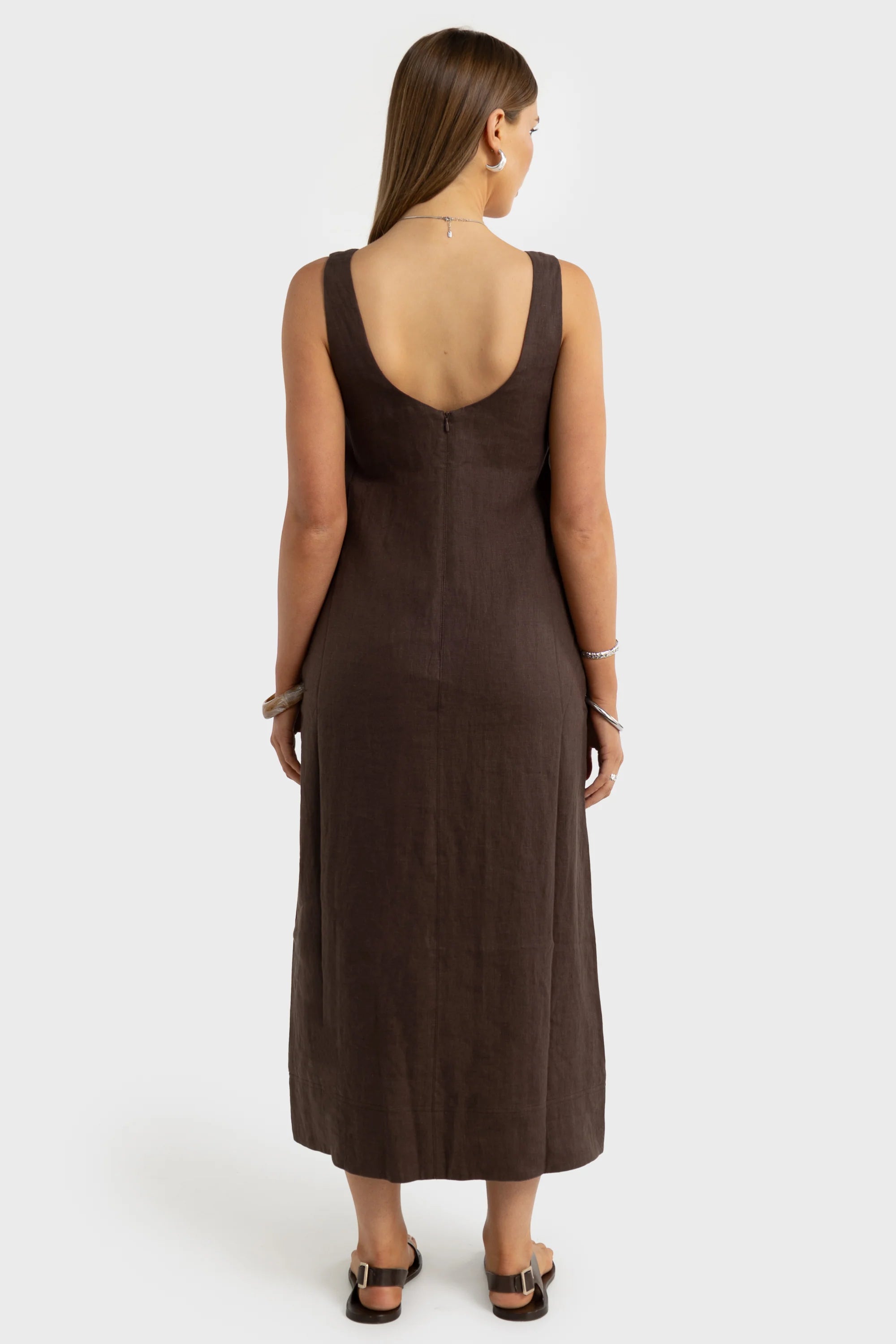 ORTC Nora Linen Midi Dress - Carob