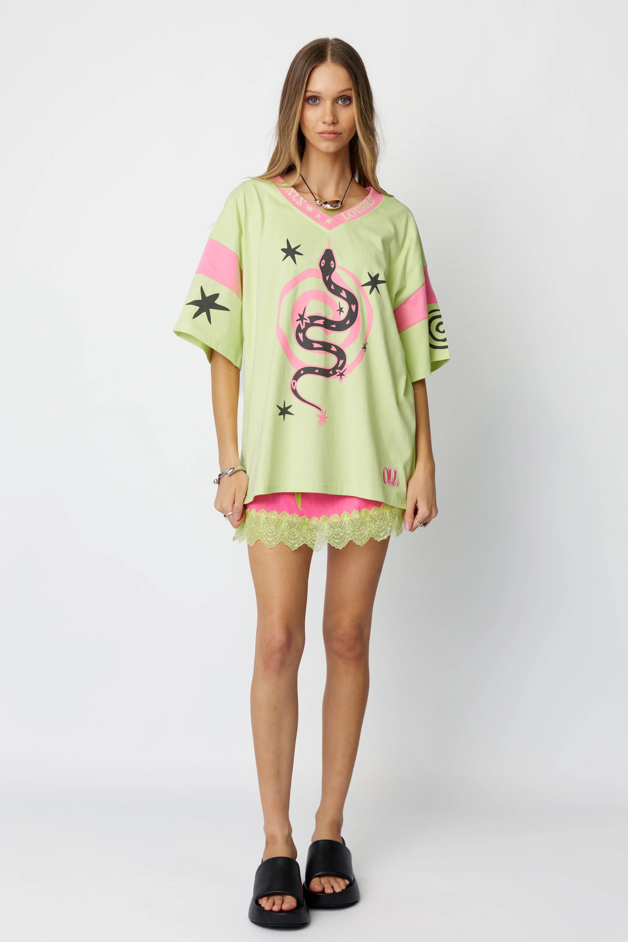 Only Lovers Left Serpent Tee - Lime