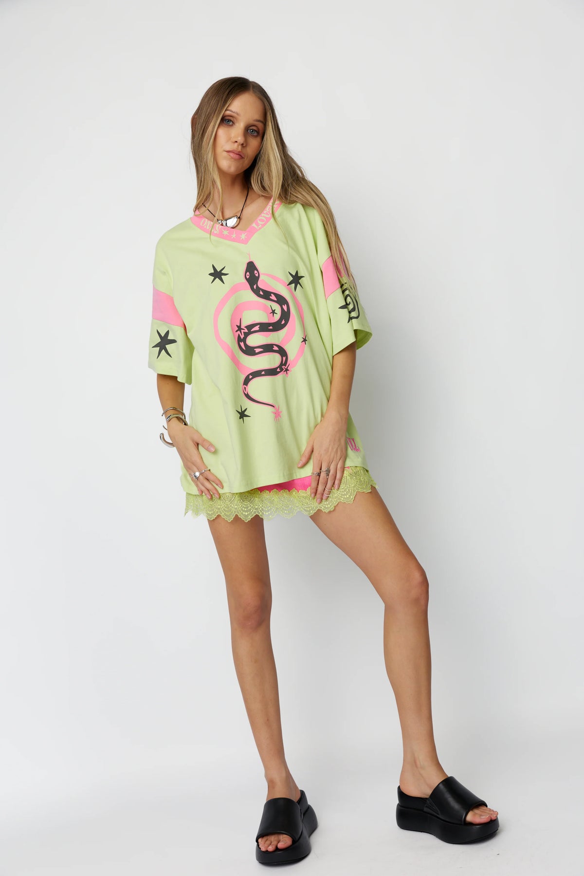 Only Lovers Left Serpent Tee - Lime