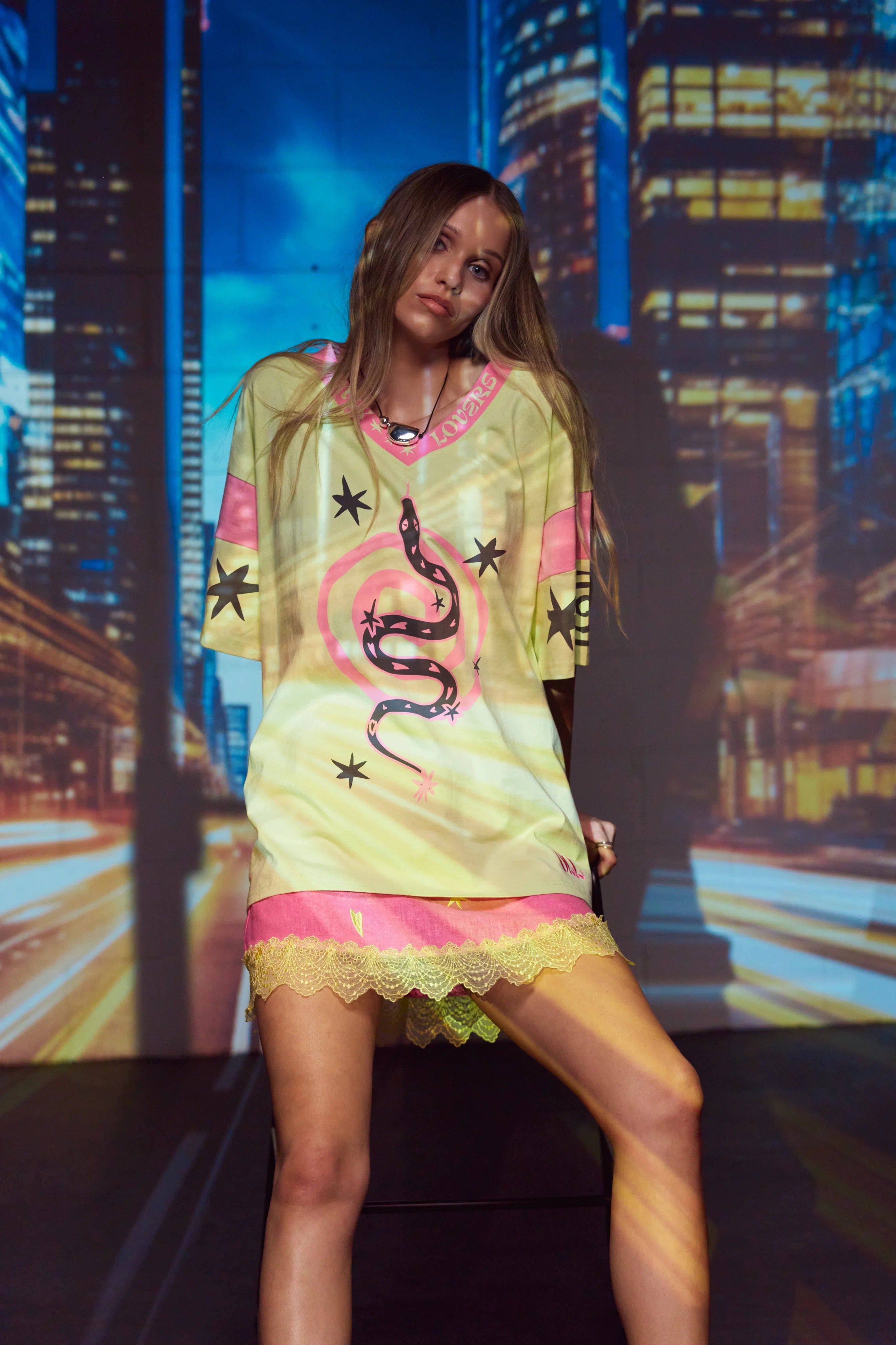 Only Lovers Left Serpent Tee - Lime