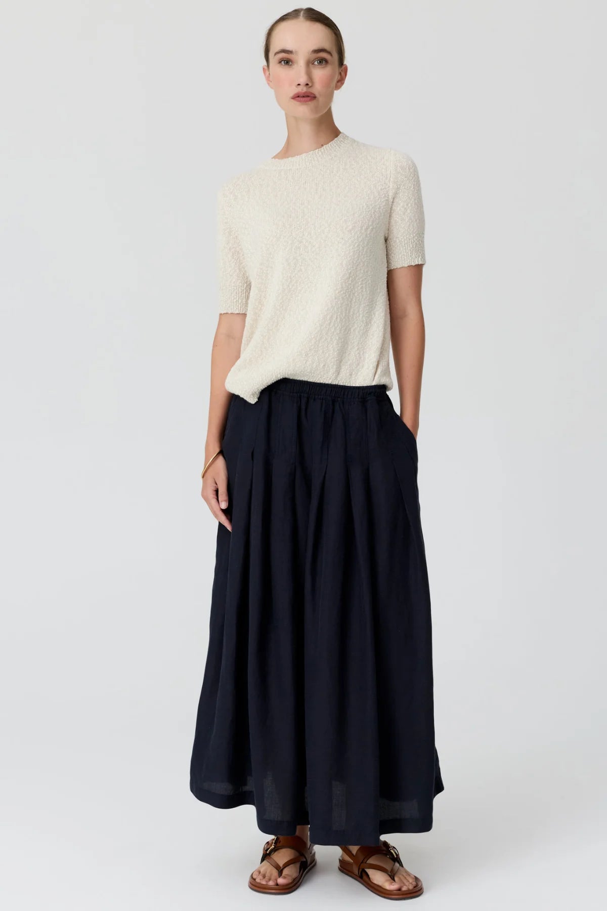 POL Cedar Lurex Knit Top - Chalk/Silver