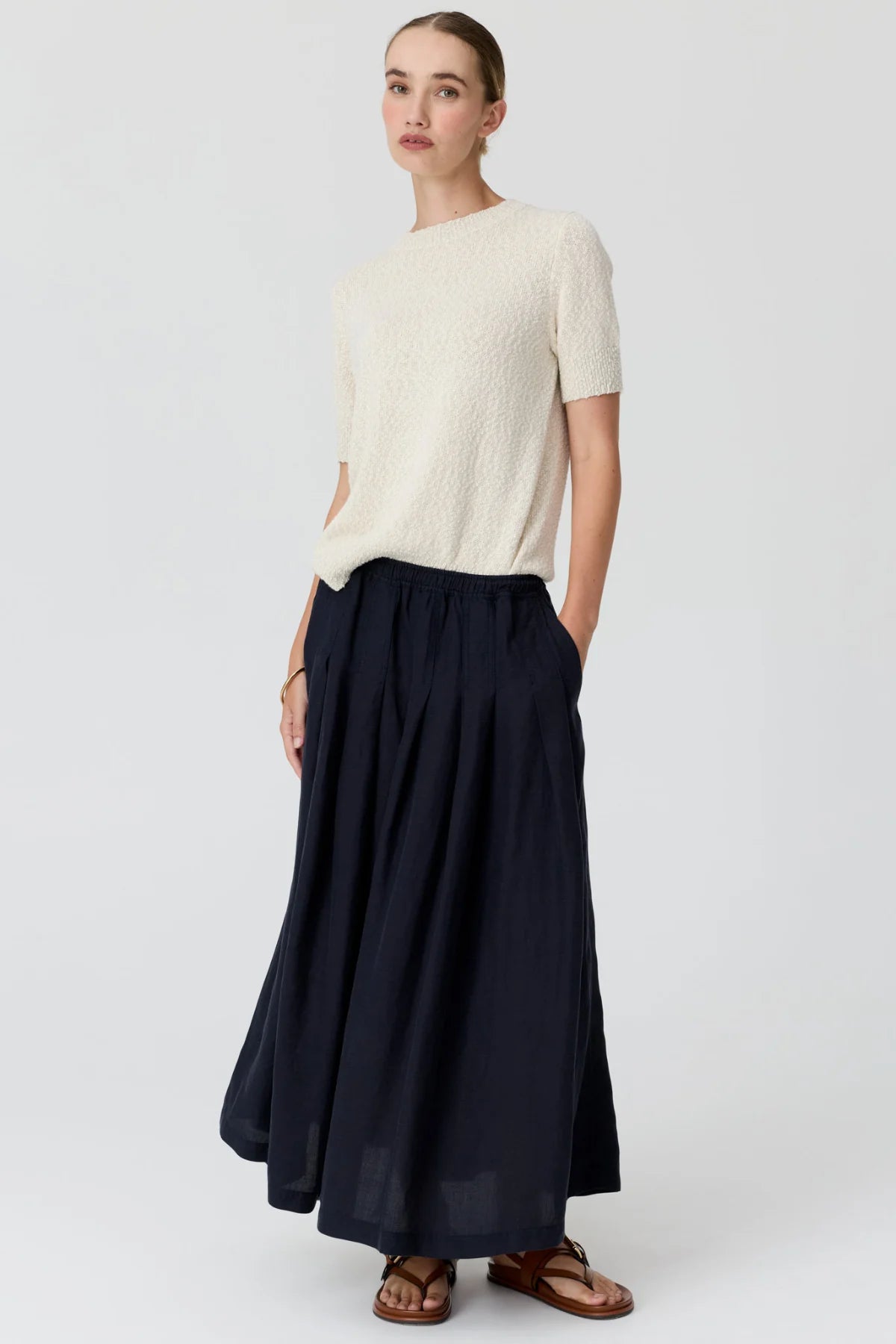 POL Cedar Lurex Knit Top - Chalk/Silver