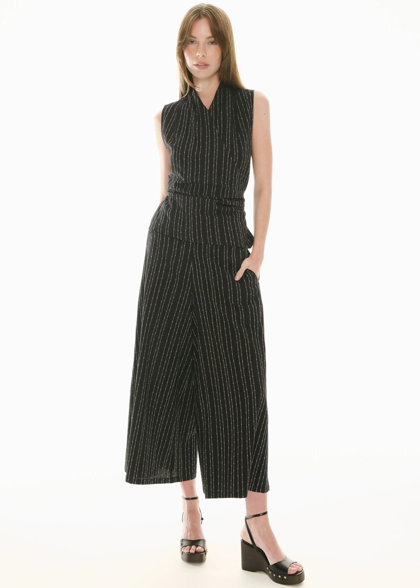 POL Chelsea Wide Leg Pant - Stripe