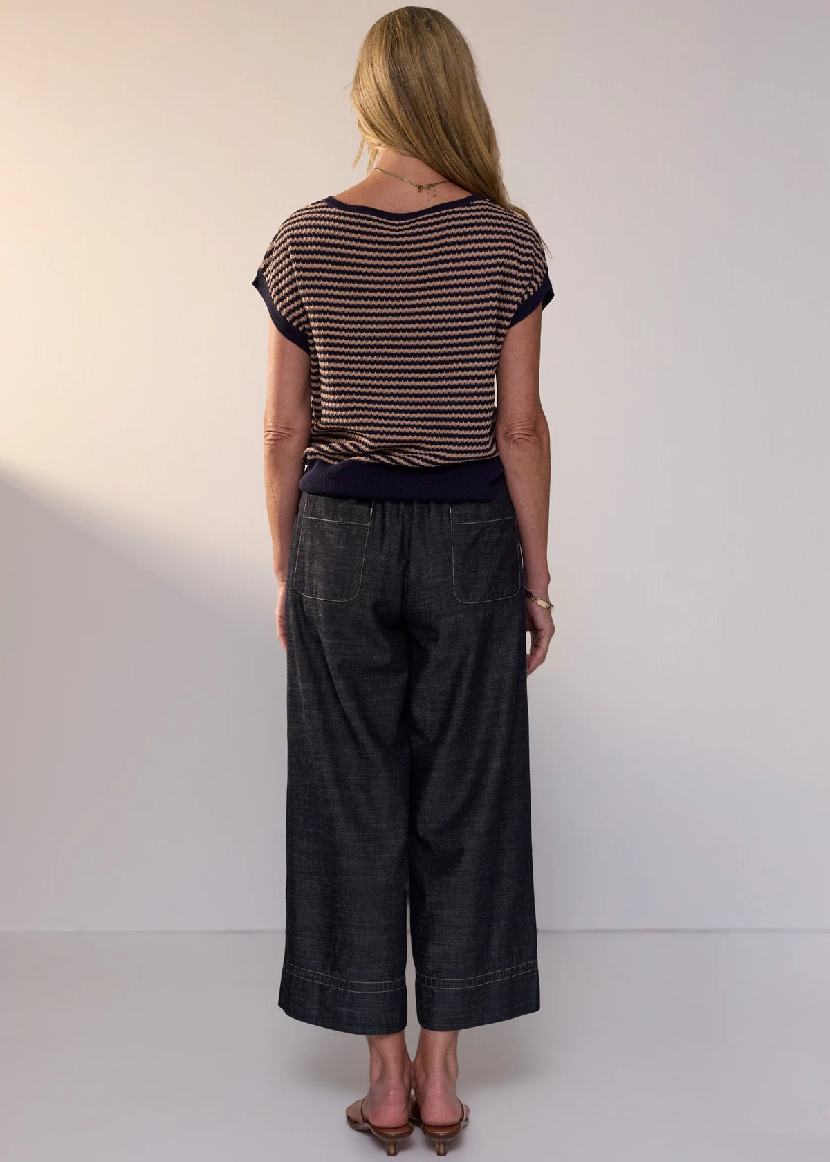POL Naia Wobble Stripe Tee - Ink/Clay
