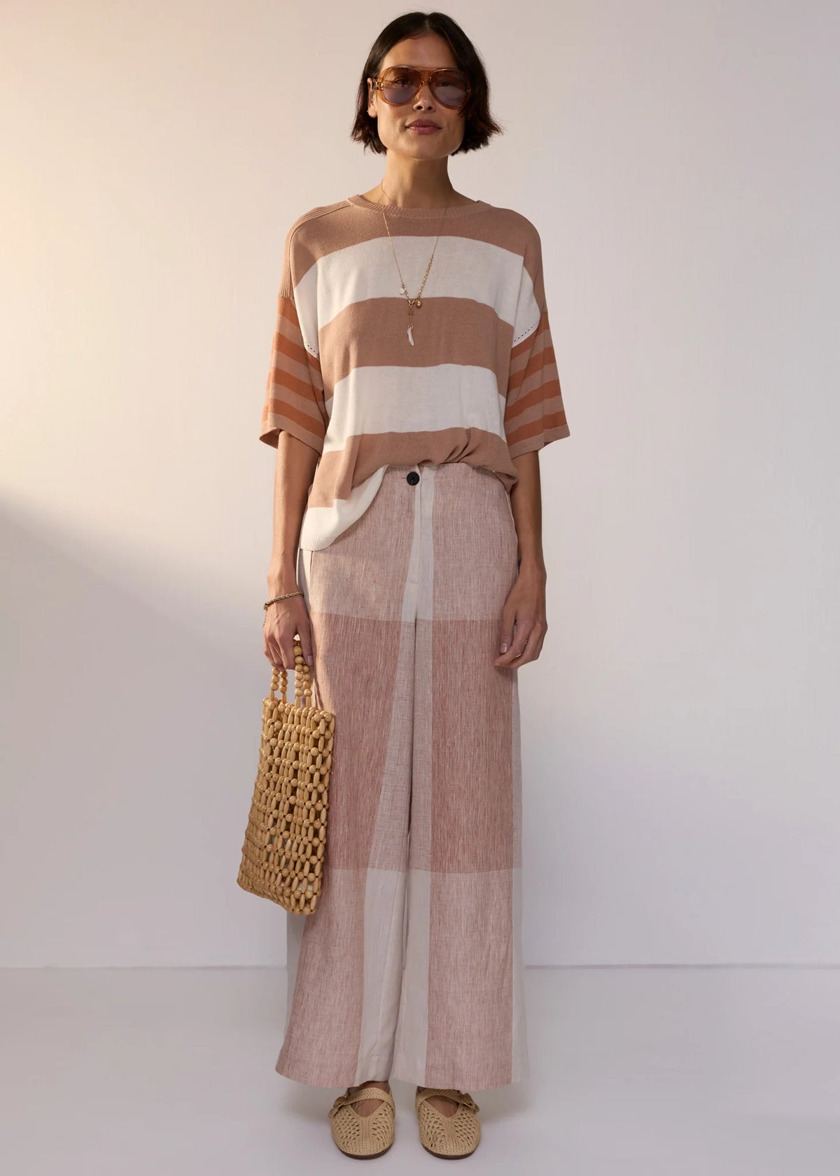 POL Nixie Pant - Toffee Gingham