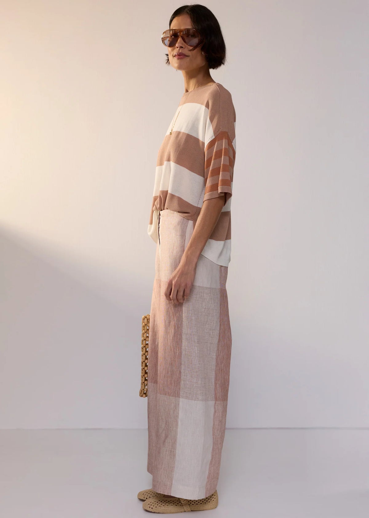 POL Nixie Pant - Toffee Gingham