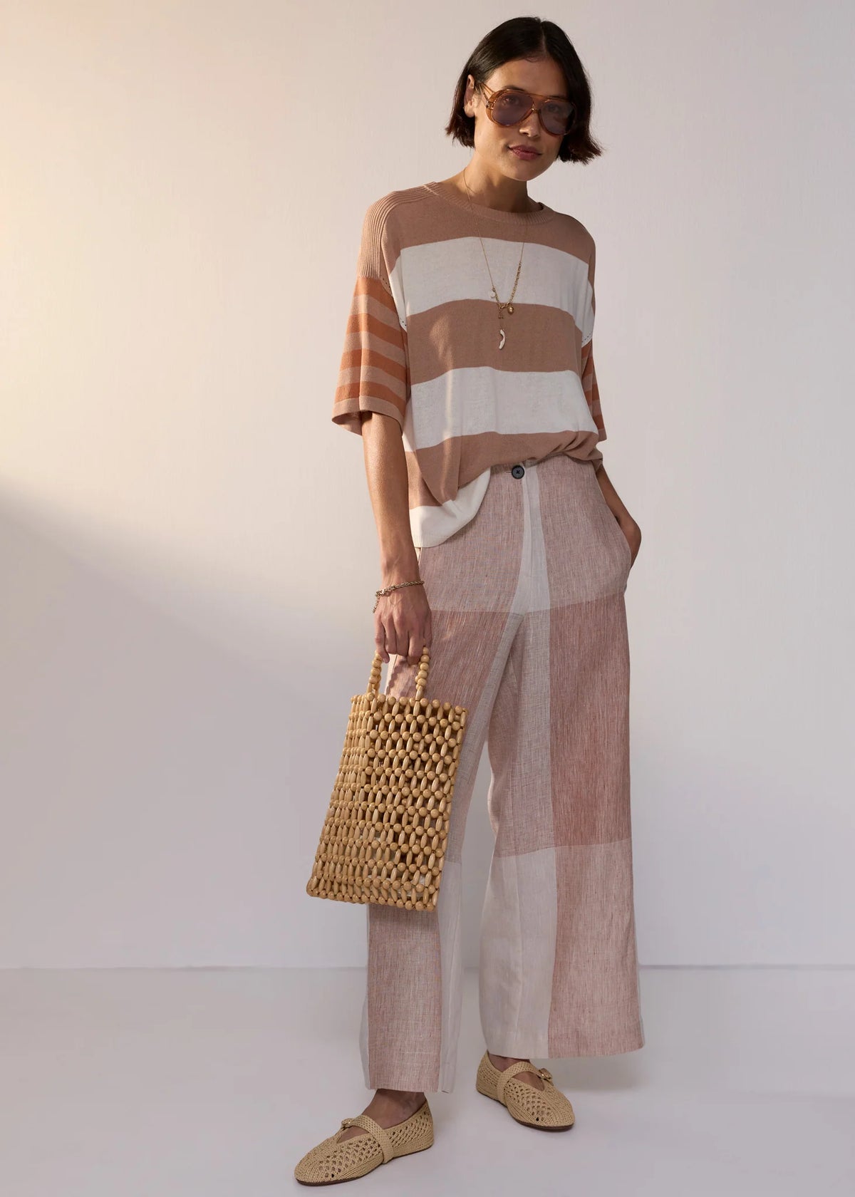 POL Nixie Pant - Toffee Gingham