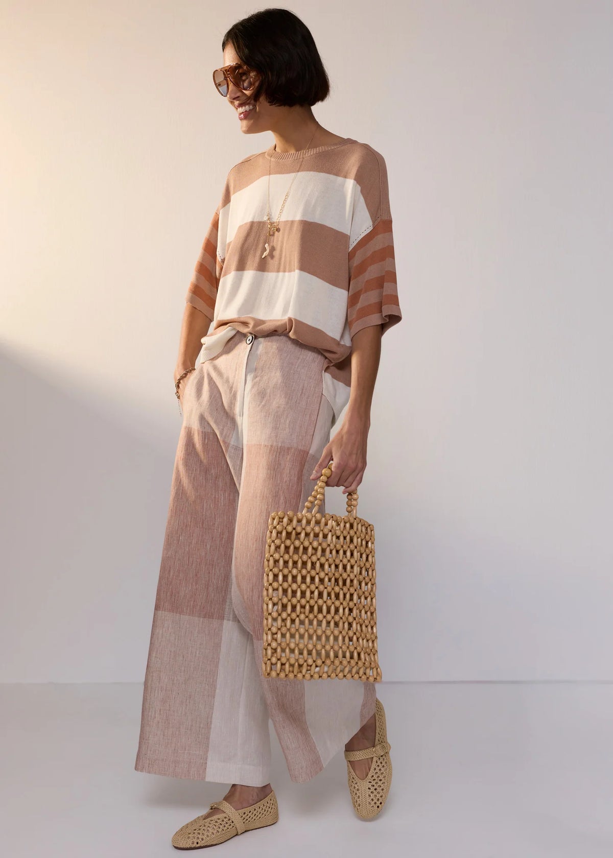 POL Nixie Pant - Toffee Gingham