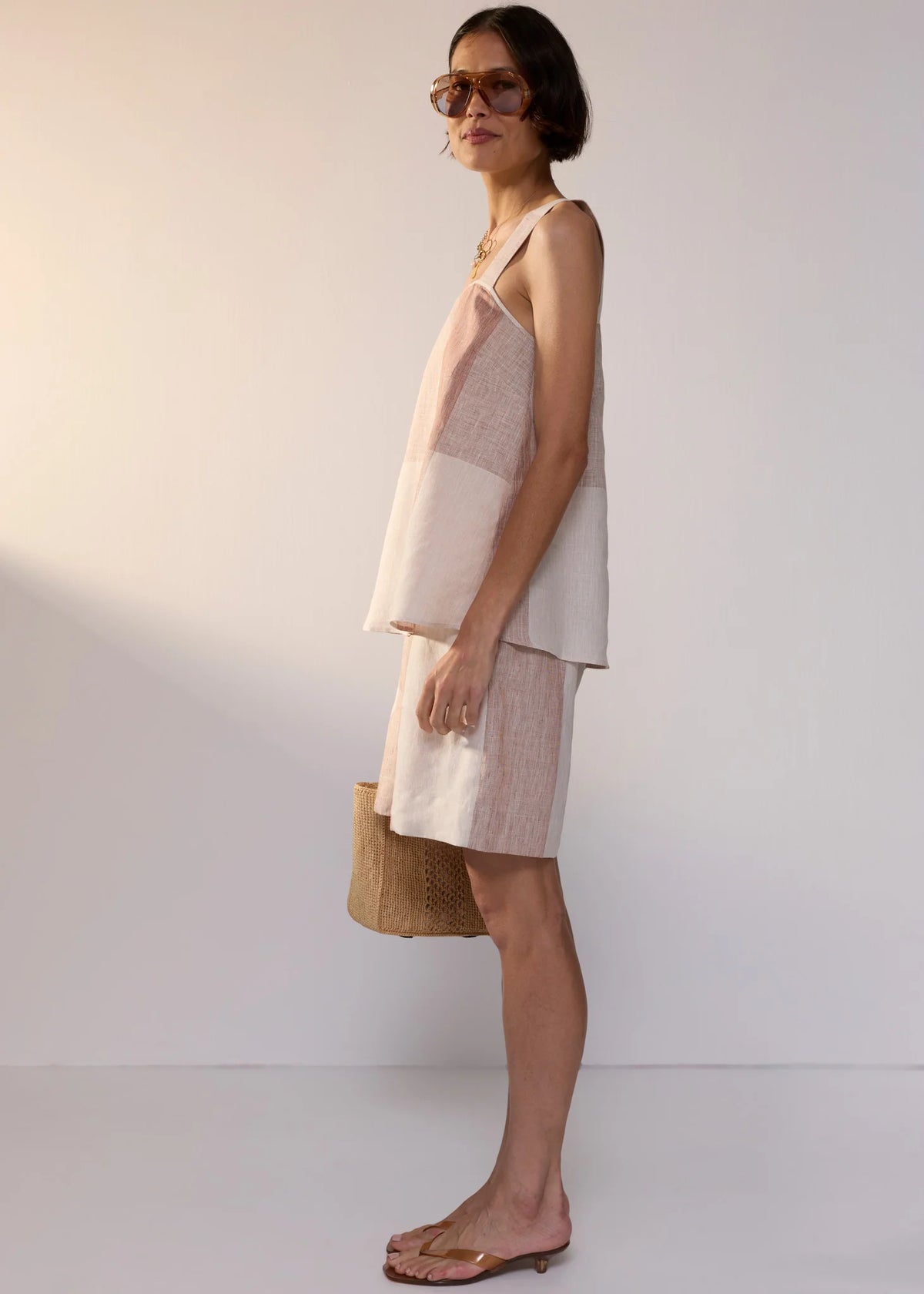 POL Nixie Tank - Toffee Gingham