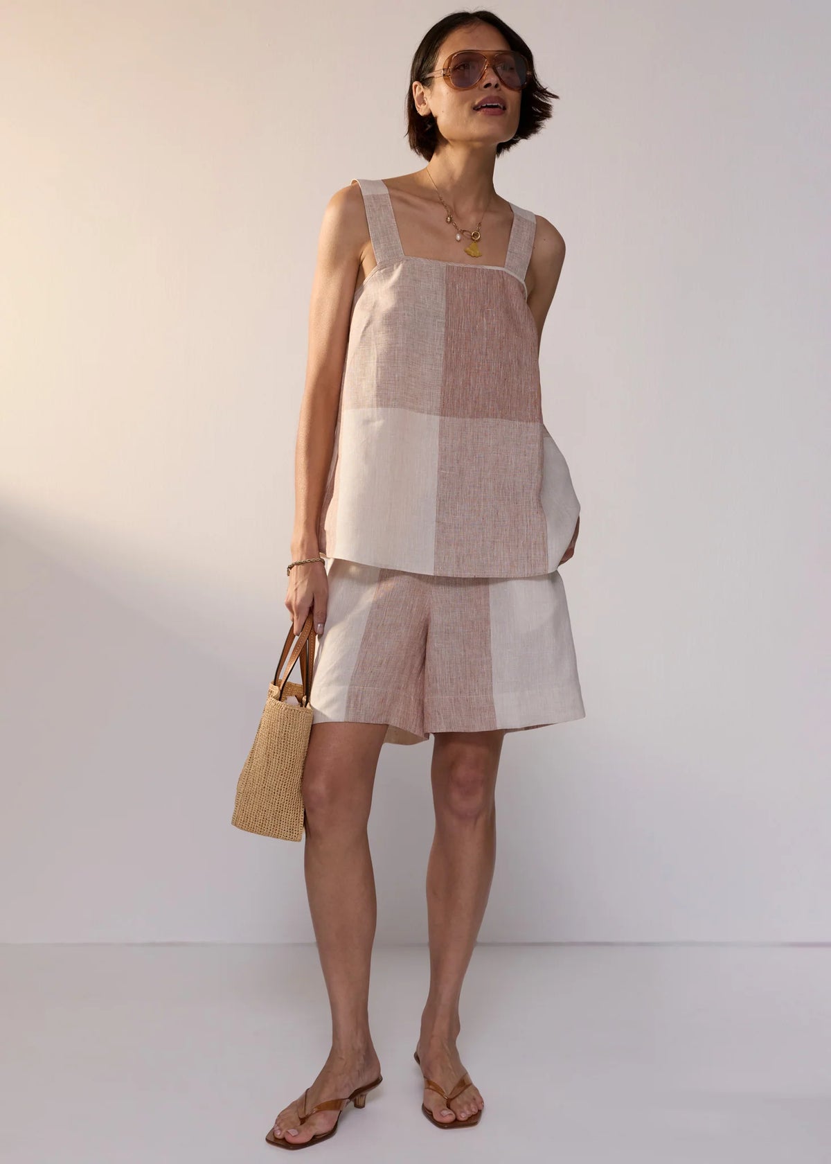 POL Nixie Tank - Toffee Gingham