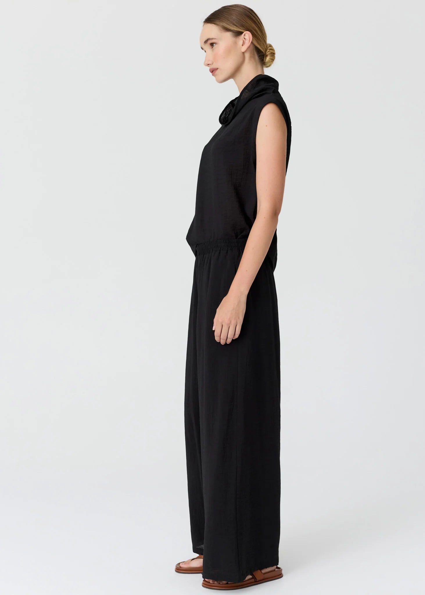 POL Fennel Cowl Neck Top - Black