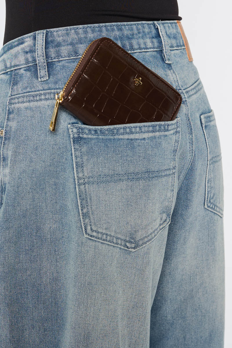 Peta + Jain Benjie Wallet - Choc Croc/Gold