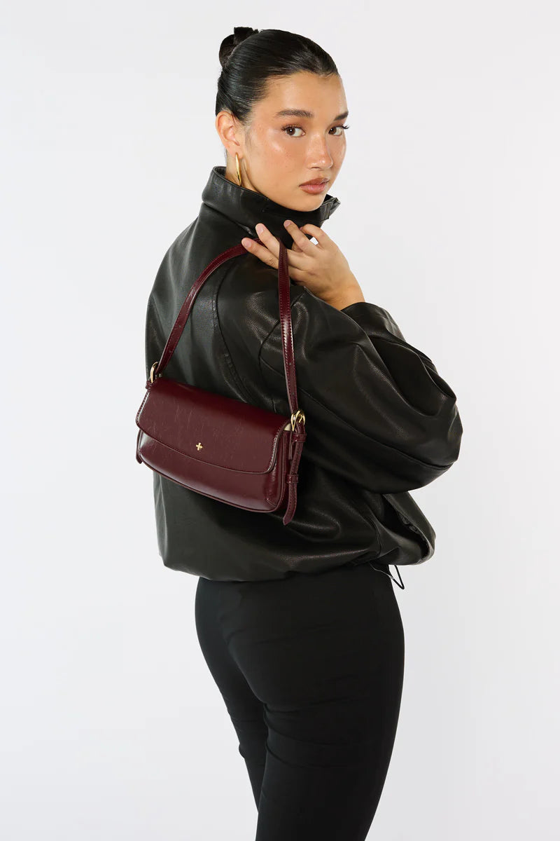 Peta + Jain Hailee Flapover Shoulder Bag - Berry Shine/Gold