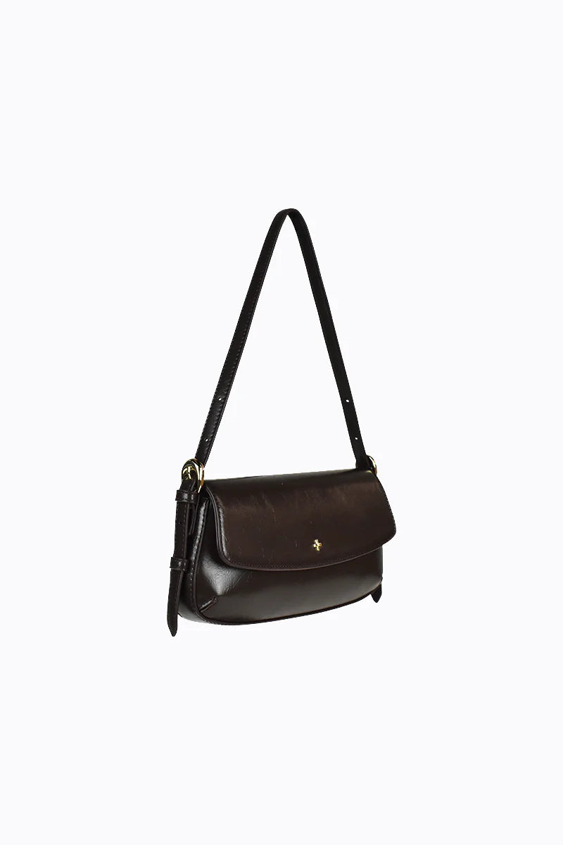 Peta + Jain Hailee Flapover Shoulder Bag - Choc Shine/Gold