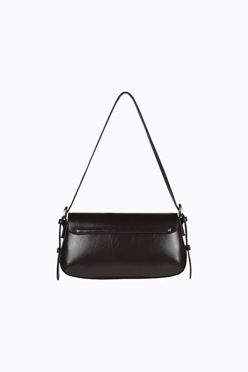 Peta + Jain Hailee Flapover Shoulder Bag - Choc Shine/Gold