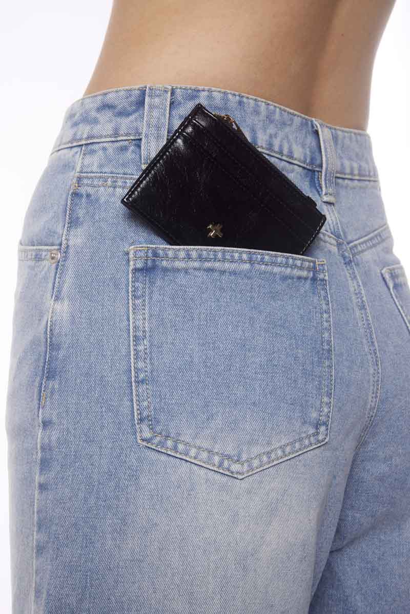 Peta + Jain Ivy Wallet - Black Crinkle/Gold