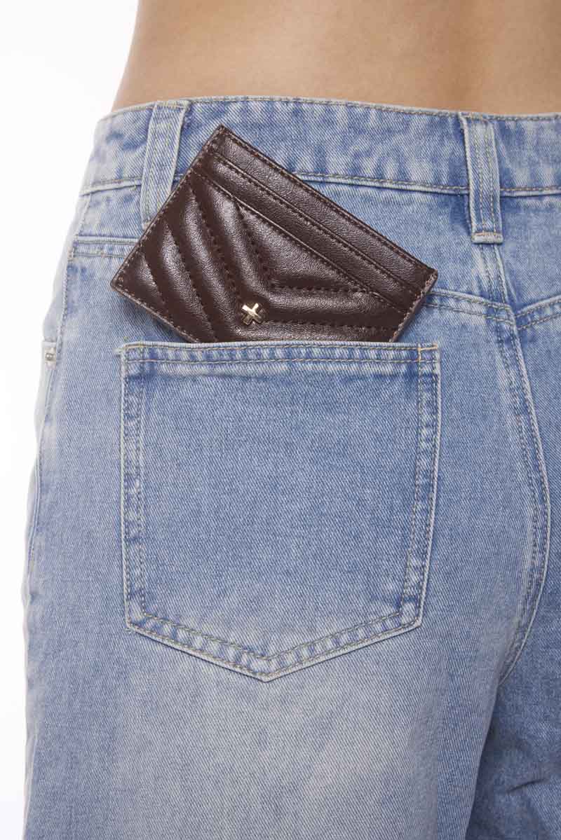 Peta + Jain Izzy Cardholder - Choc Pebble/Gold