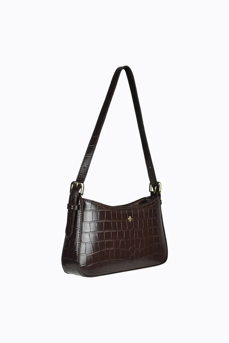 Peta + Jain Lilu Shoulder Bag - Choc Croc/Gold