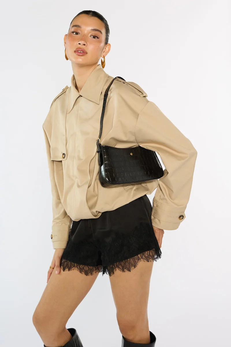Peta + Jain Lilu Shoulder Bag - Black Croc/Gold