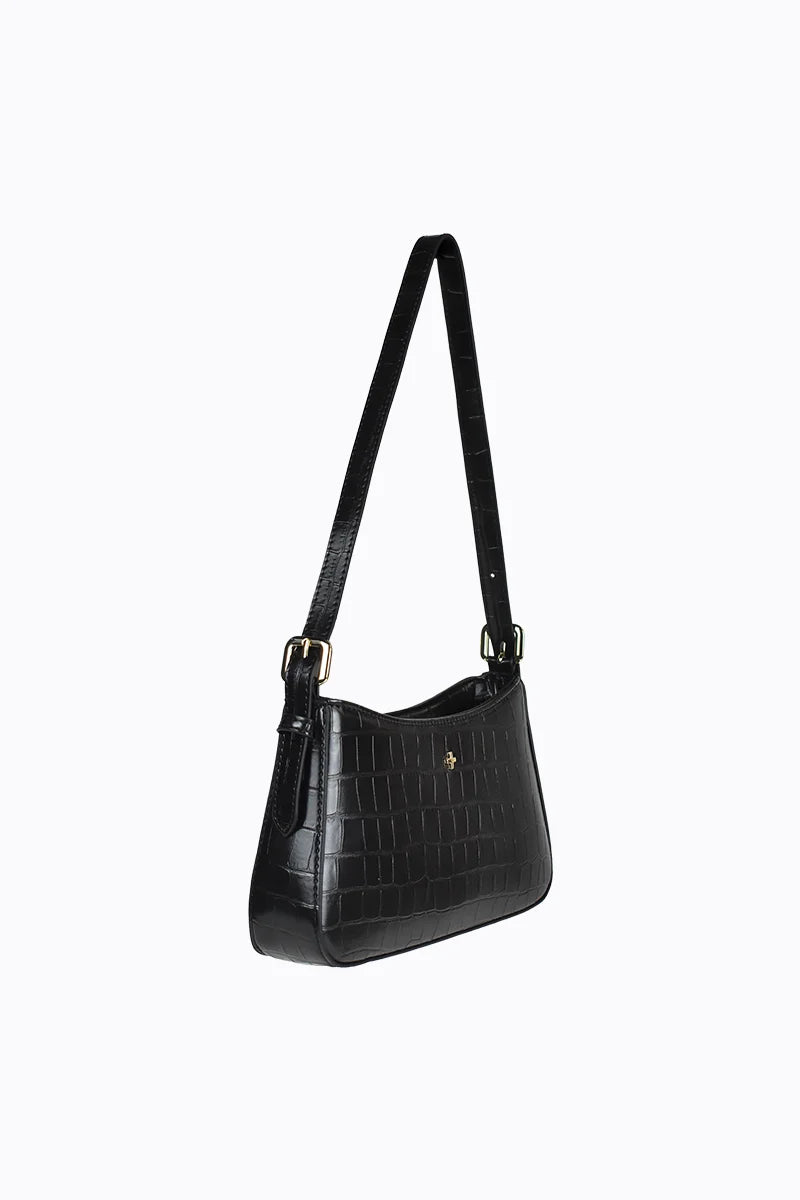 Peta + Jain Lilu Shoulder Bag - Black Croc/Gold