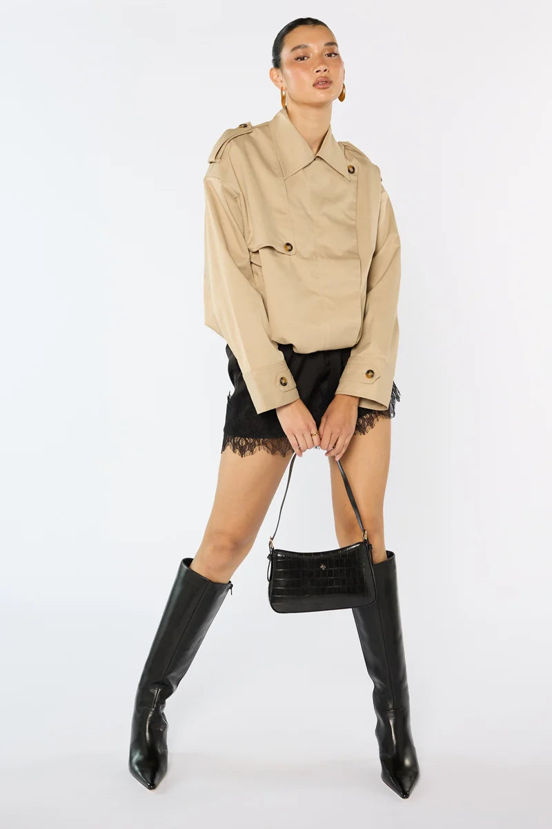 Peta + Jain Lilu Shoulder Bag - Black Croc/Gold