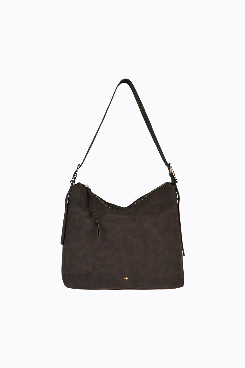 Peta + Jain Lucia Slouch Messenger - Choc Suede/Gold