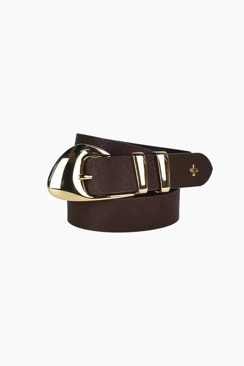 Peta + Jain Moma Buckle Belt - Choc/Gold