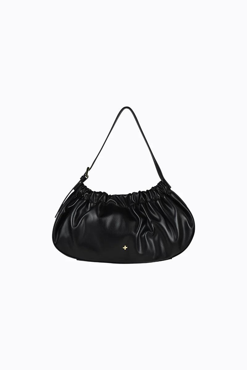 Peta + Jain Wrinkle Gathered Shoulder Bag - Black/Gold