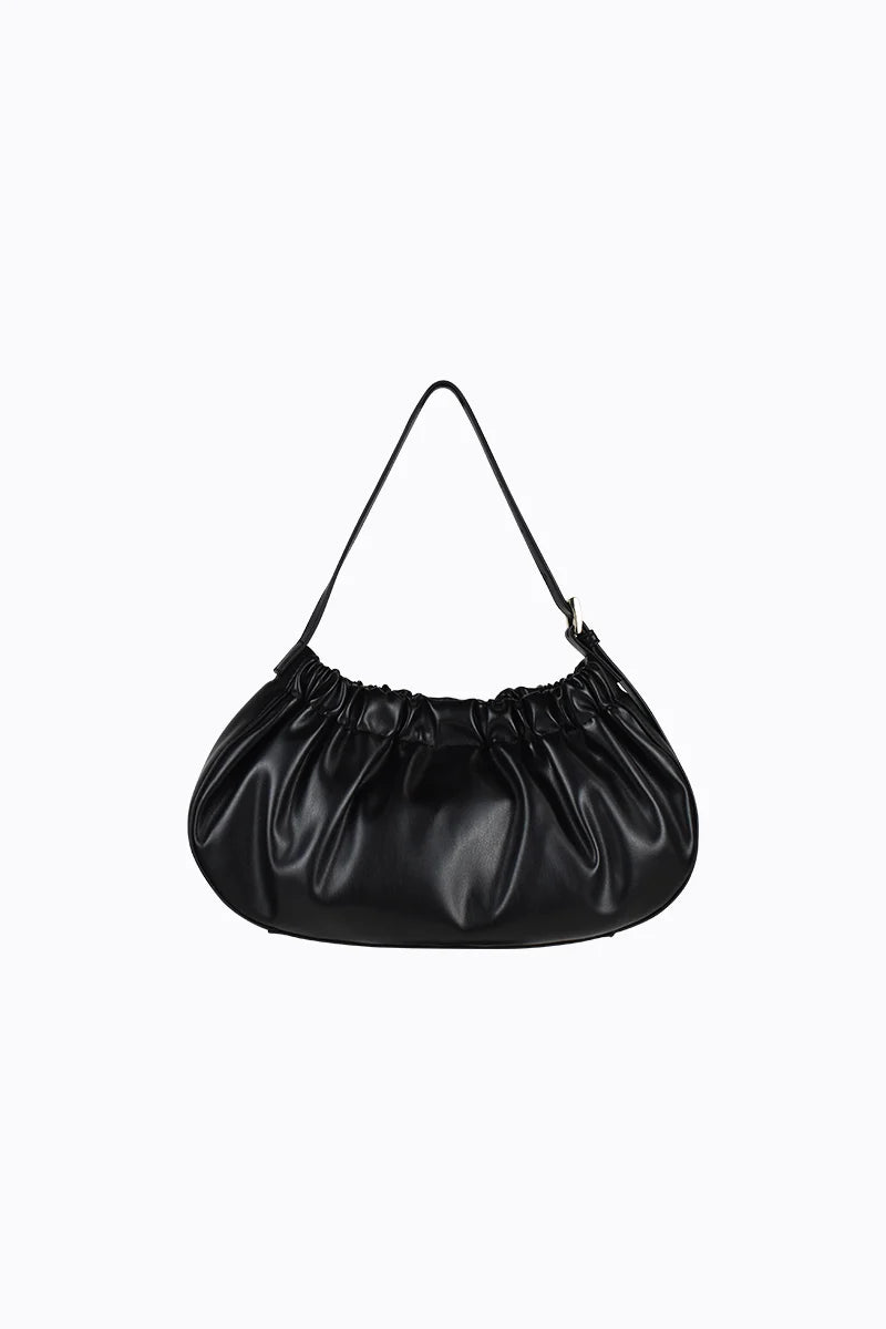 Peta + Jain Wrinkle Gathered Shoulder Bag - Black/Gold