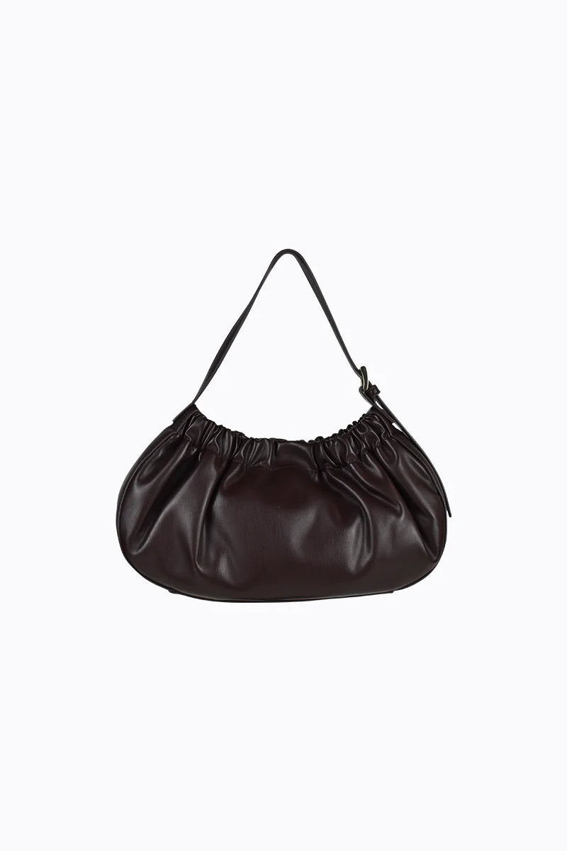 Peta + Jain Wrinkle Gathered Shoulder Bag - Choc/Gold
