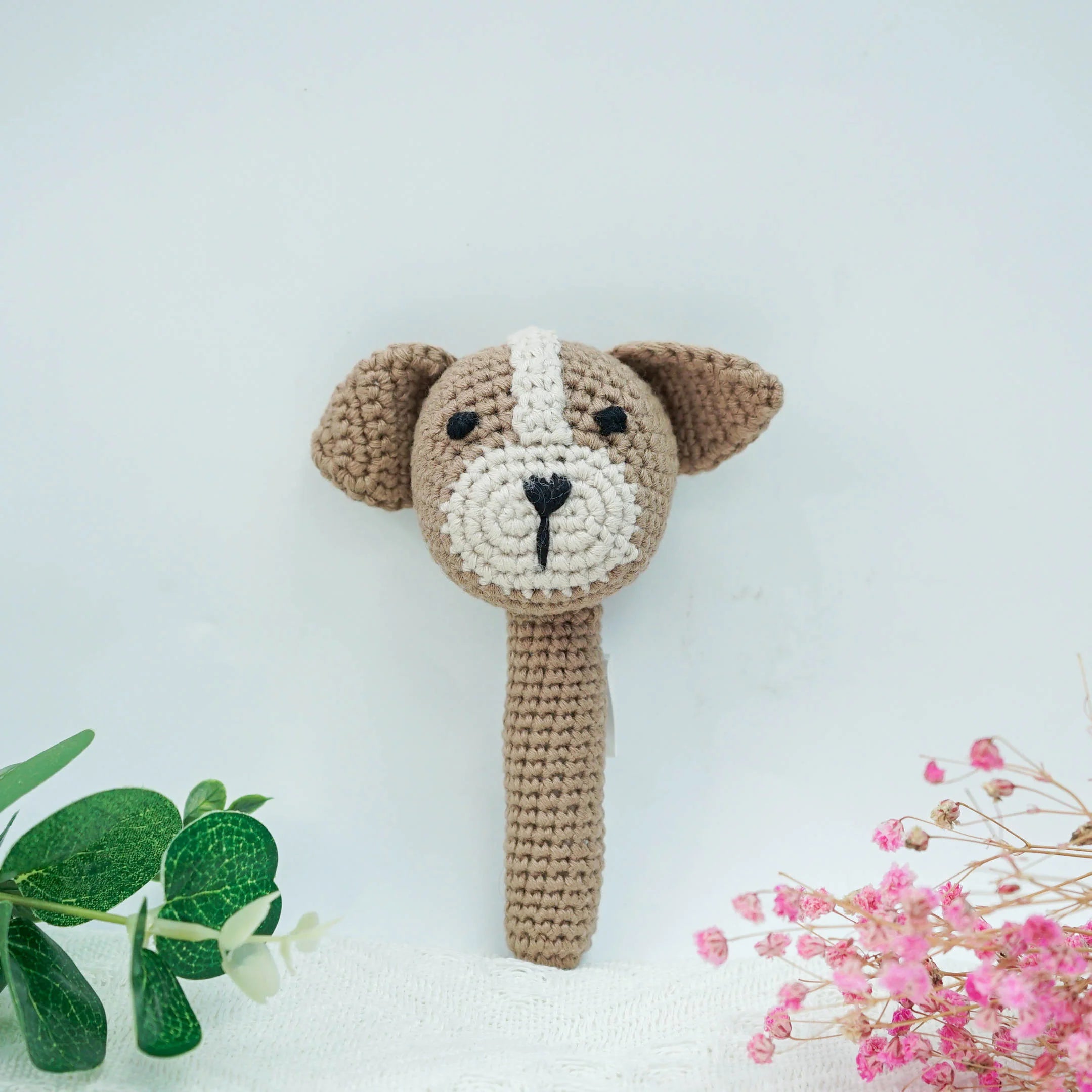Petite Vous Cotton Crochet Hand Rattle - Parker Puppy