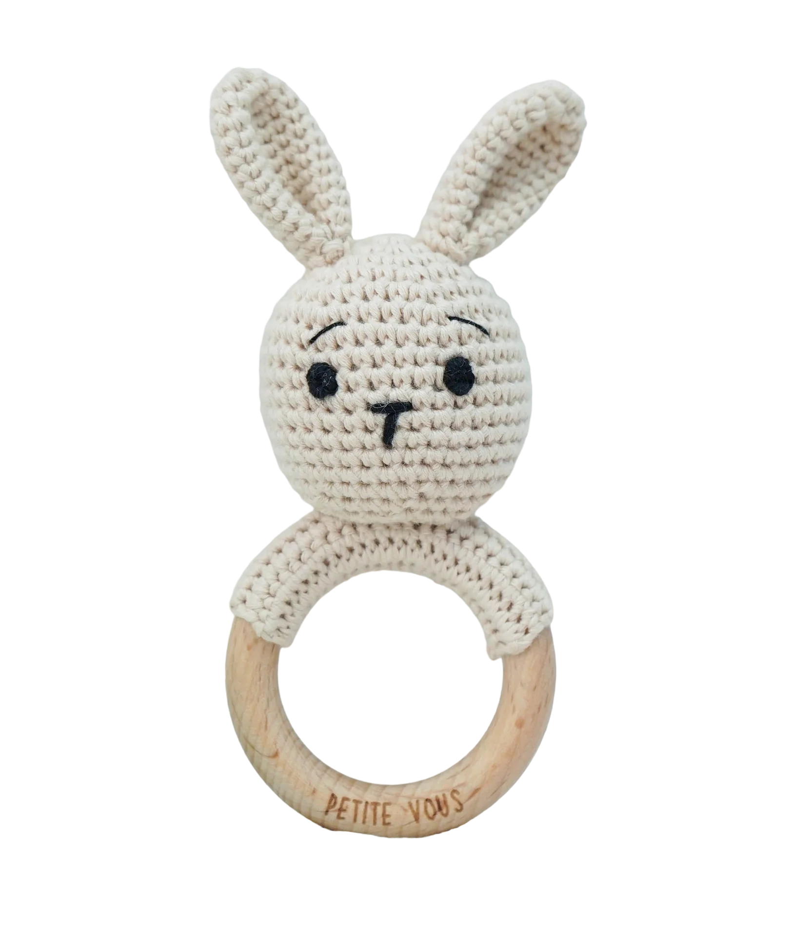 Petite Vous Cotton Crochet Ring Rattle - Brodie Bunny