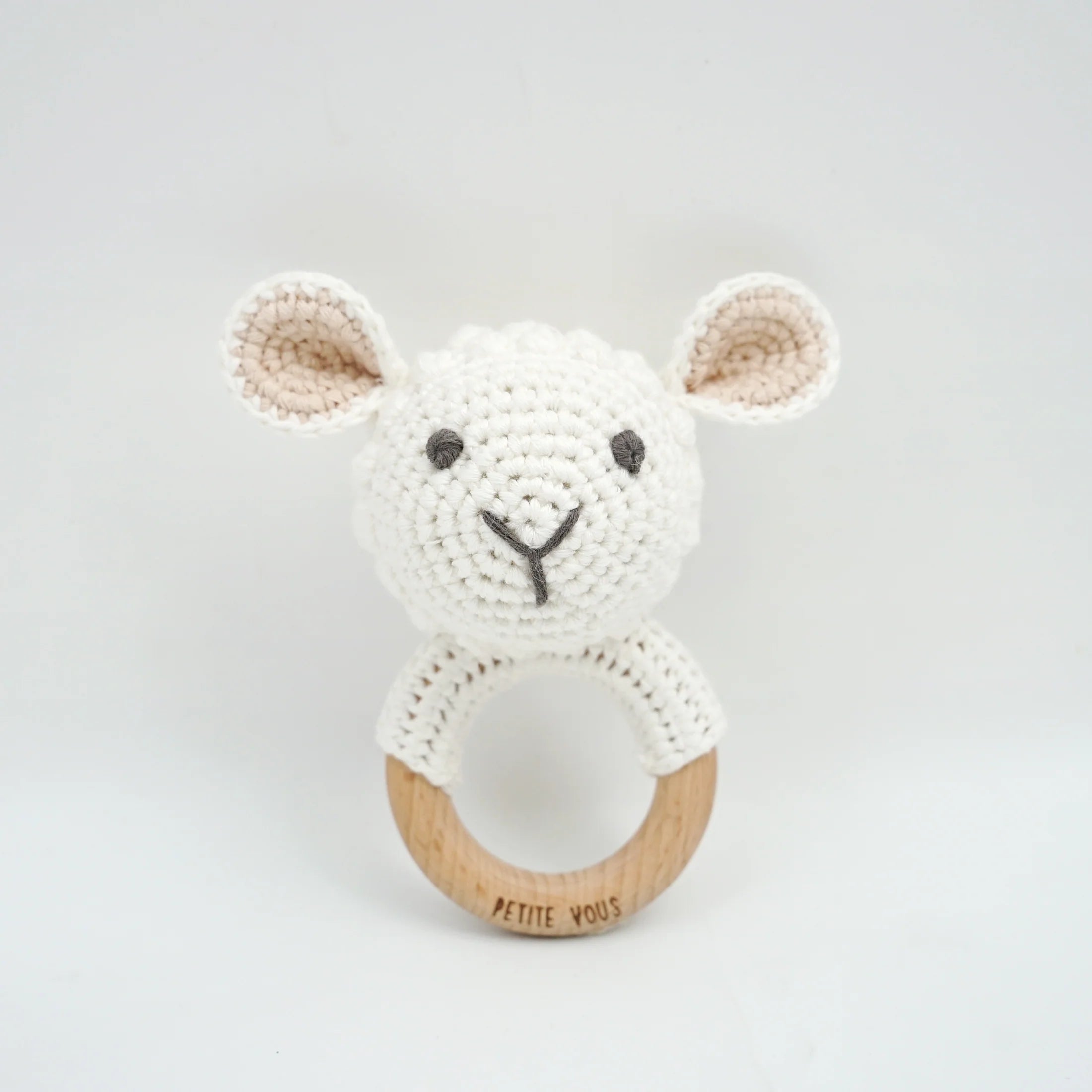 Petite Vous Cotton Crochet Ring Rattle -  Lulu the Lamb